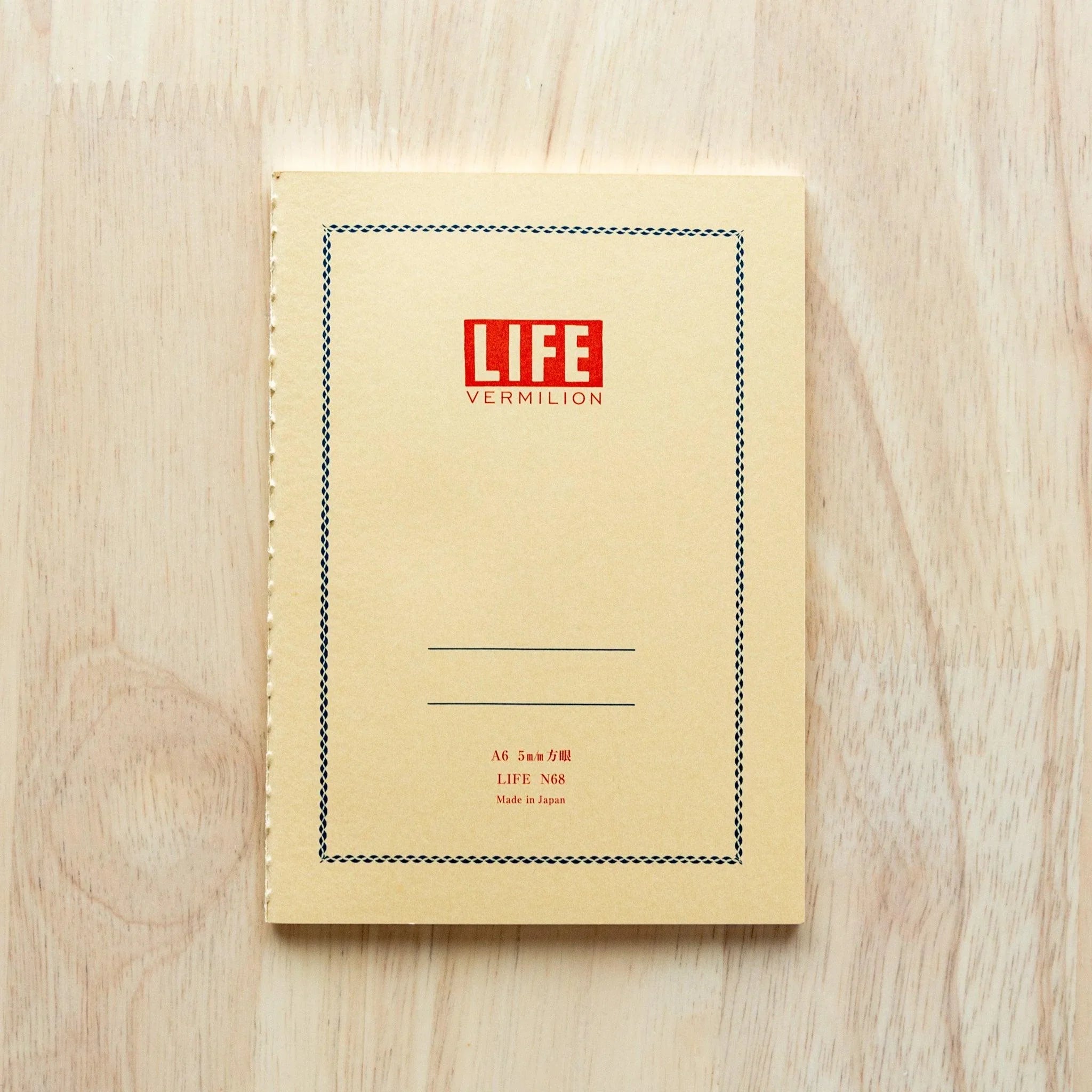 LIFE Vermilion quality notebook traditional red with vibrant binding and paper interior featuring traditional Japanese design