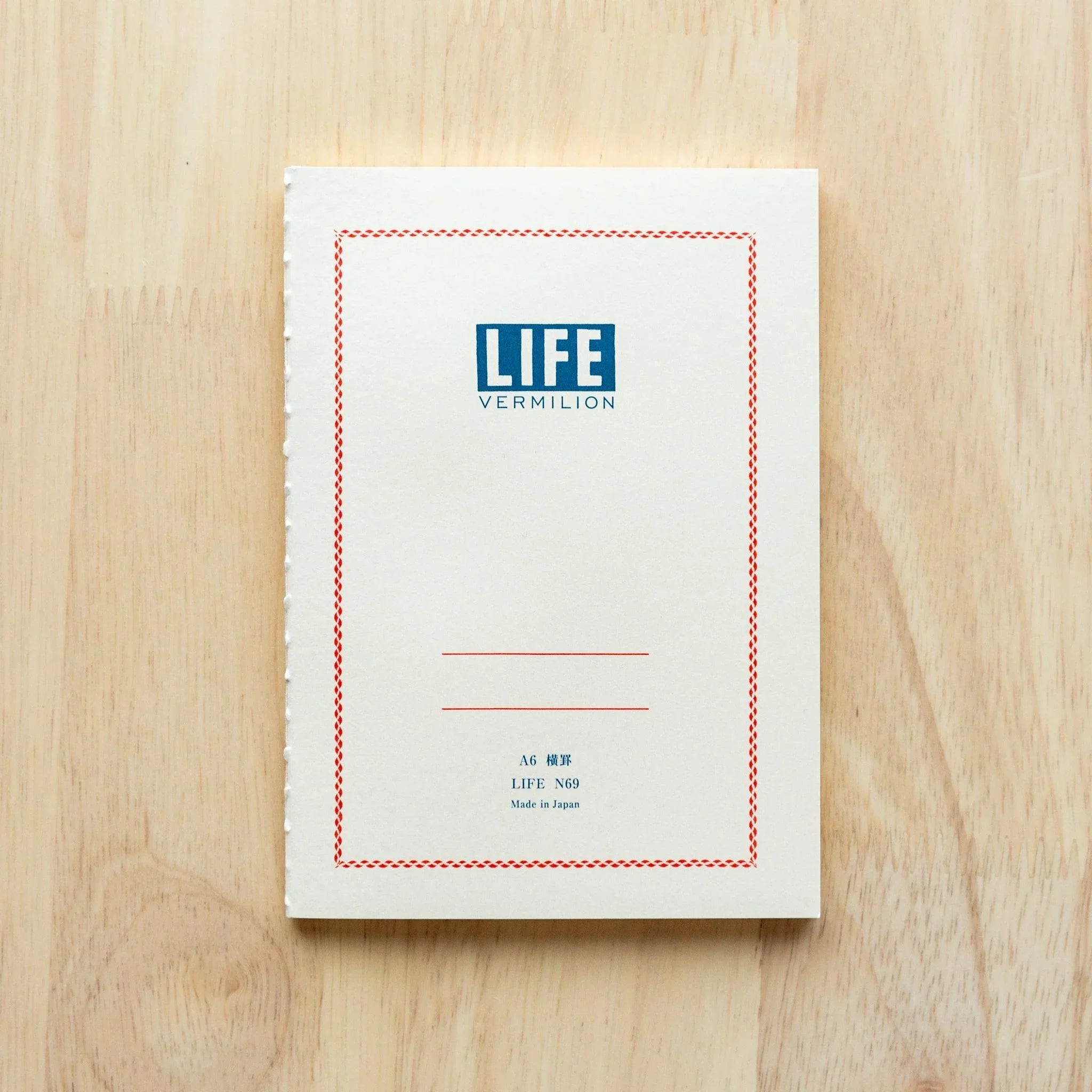 Vermilion bold LIFE notebook traditional red quality with binding and writing pages with traditional Japanese craftsmanship