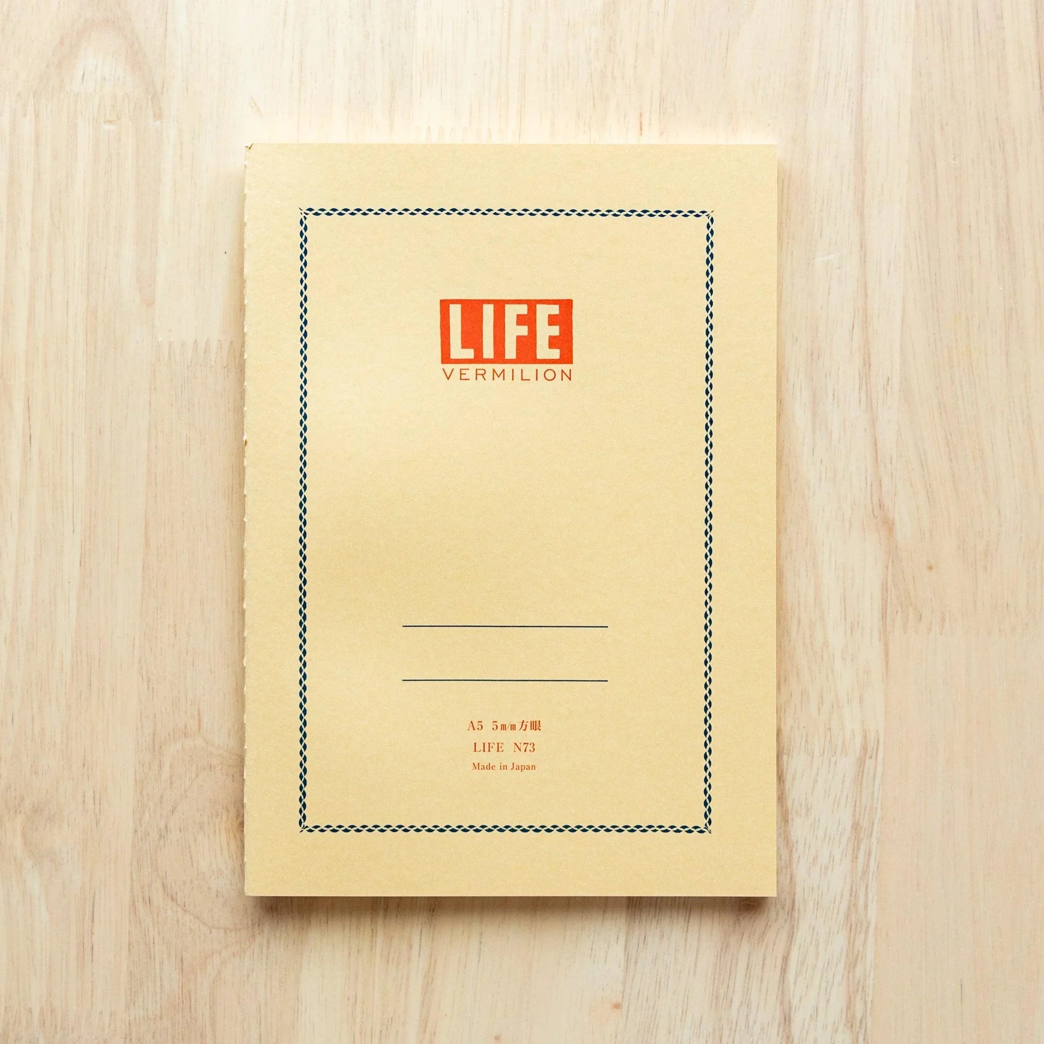 LIFE notebook in vermilion red with traditional Japanese pigment color and writing paper with quality binding and paper