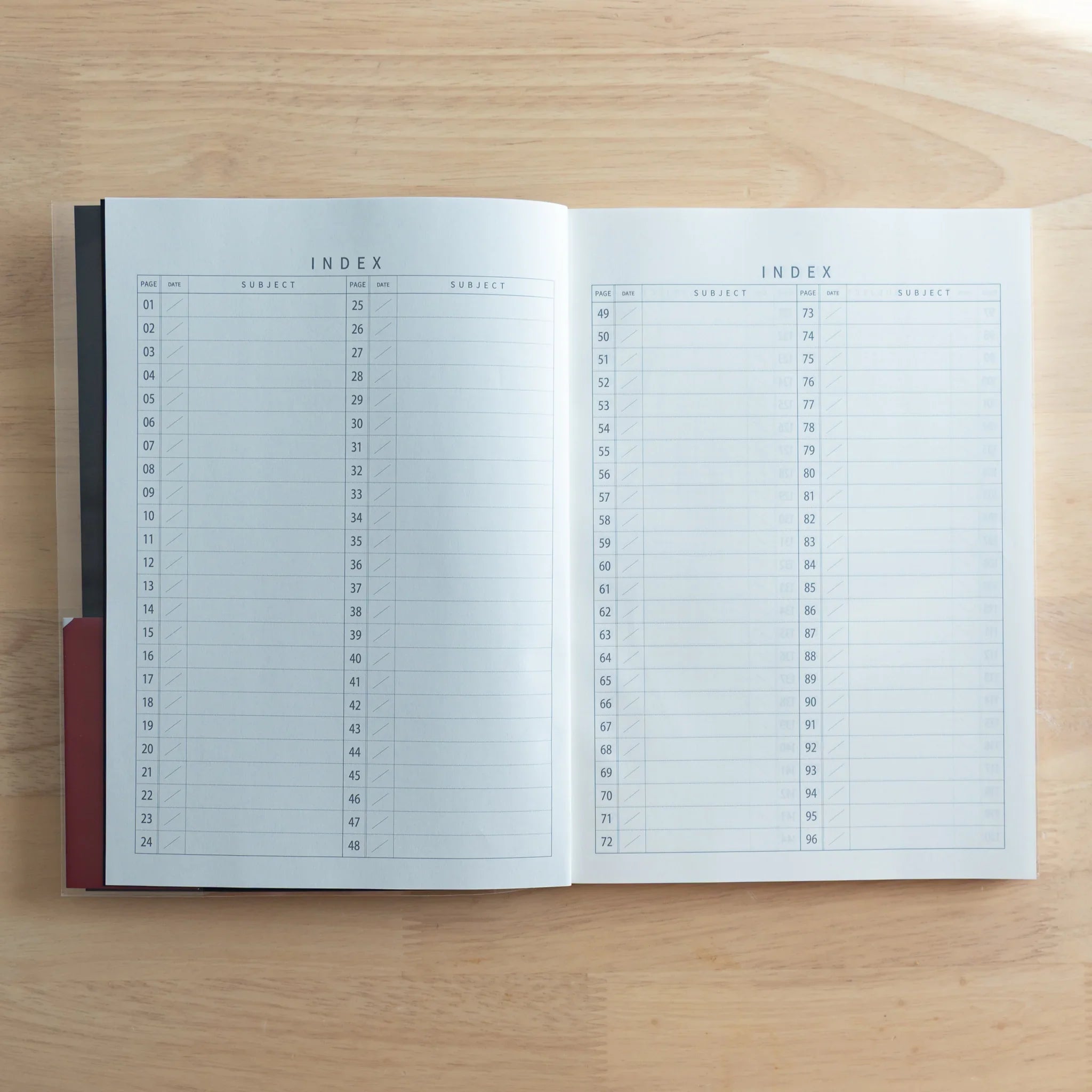 Close-up of Logical Search Notebook page corner showing precision finishing and quality paper quality feel