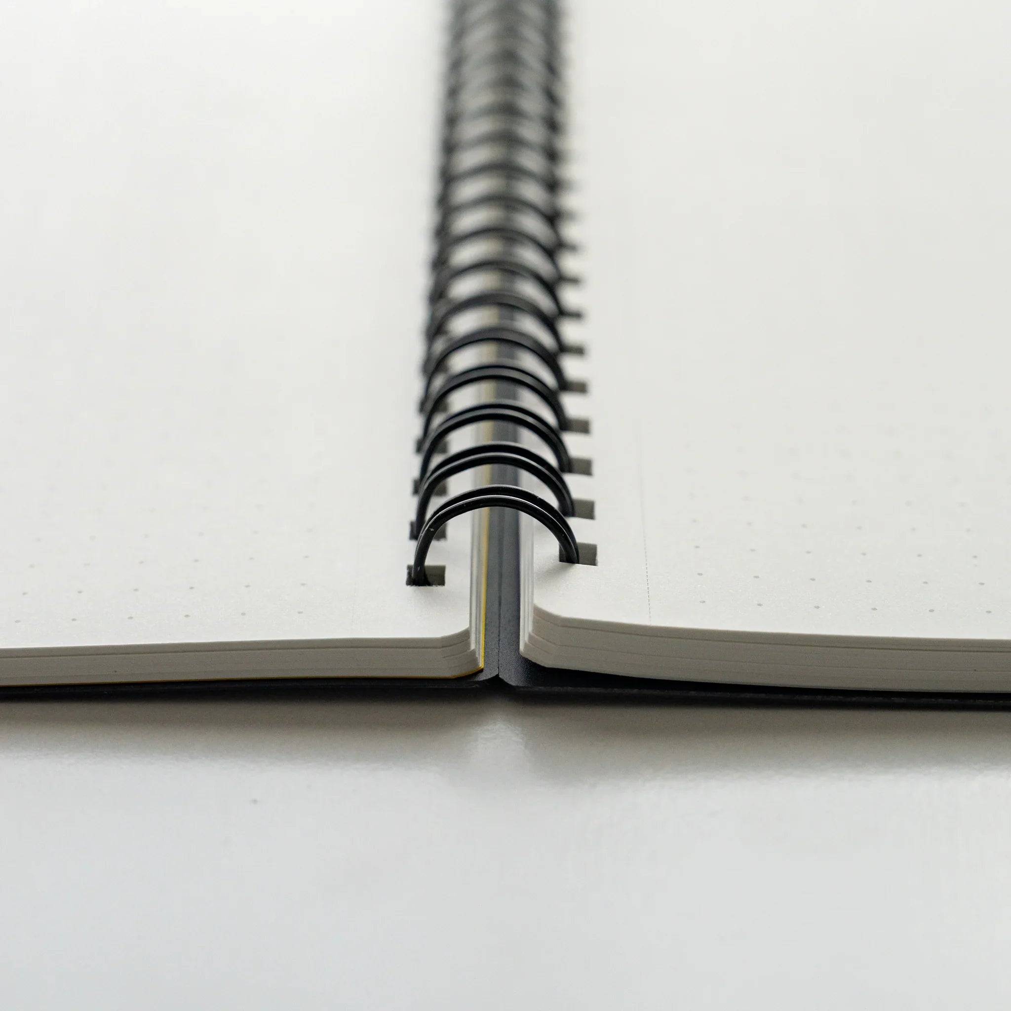 Maruman Mnemosyne notebook, angled view displaying open grid pages, A5 5mm dot grid Mnemosyne notebook by Maruman for