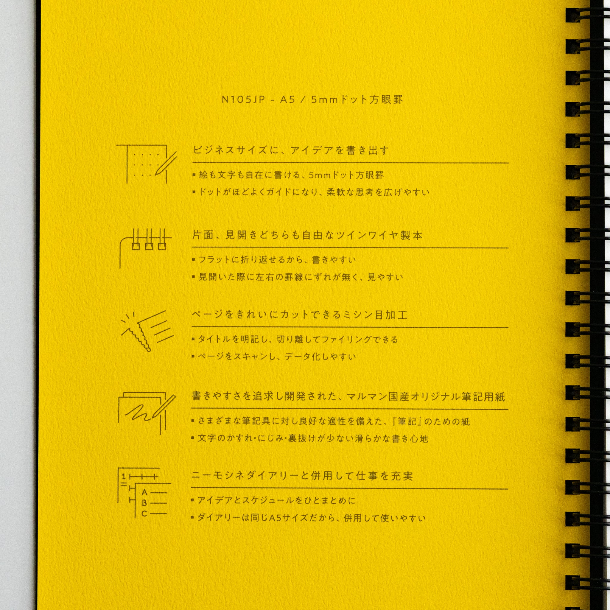 Maruman Mnemosyne 5 mm Dot Grid Notebook (A5, B5, A4)