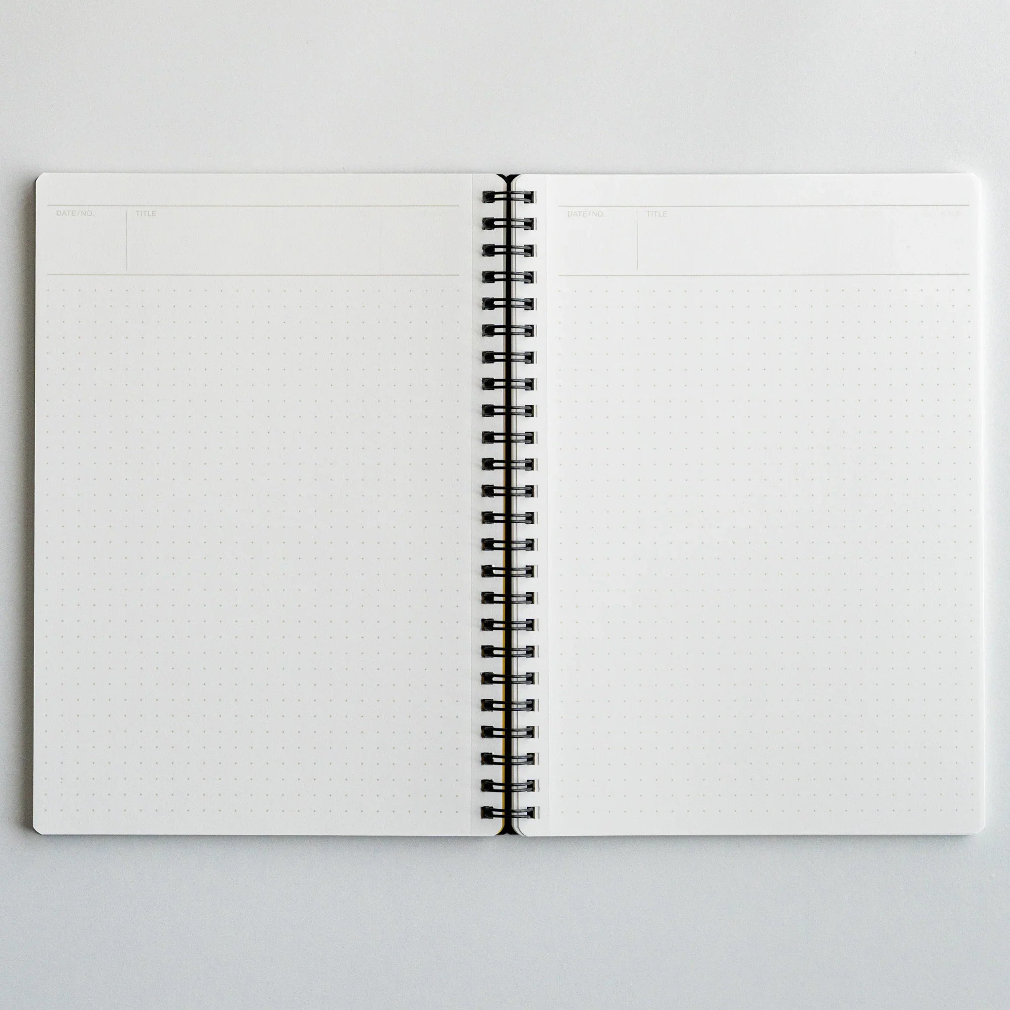 Maruman Mnemosyne notebook, opened pages with 5mm dot grid pattern spacing, Japanese Maruman Mnemosyne A5 5mm dot grid