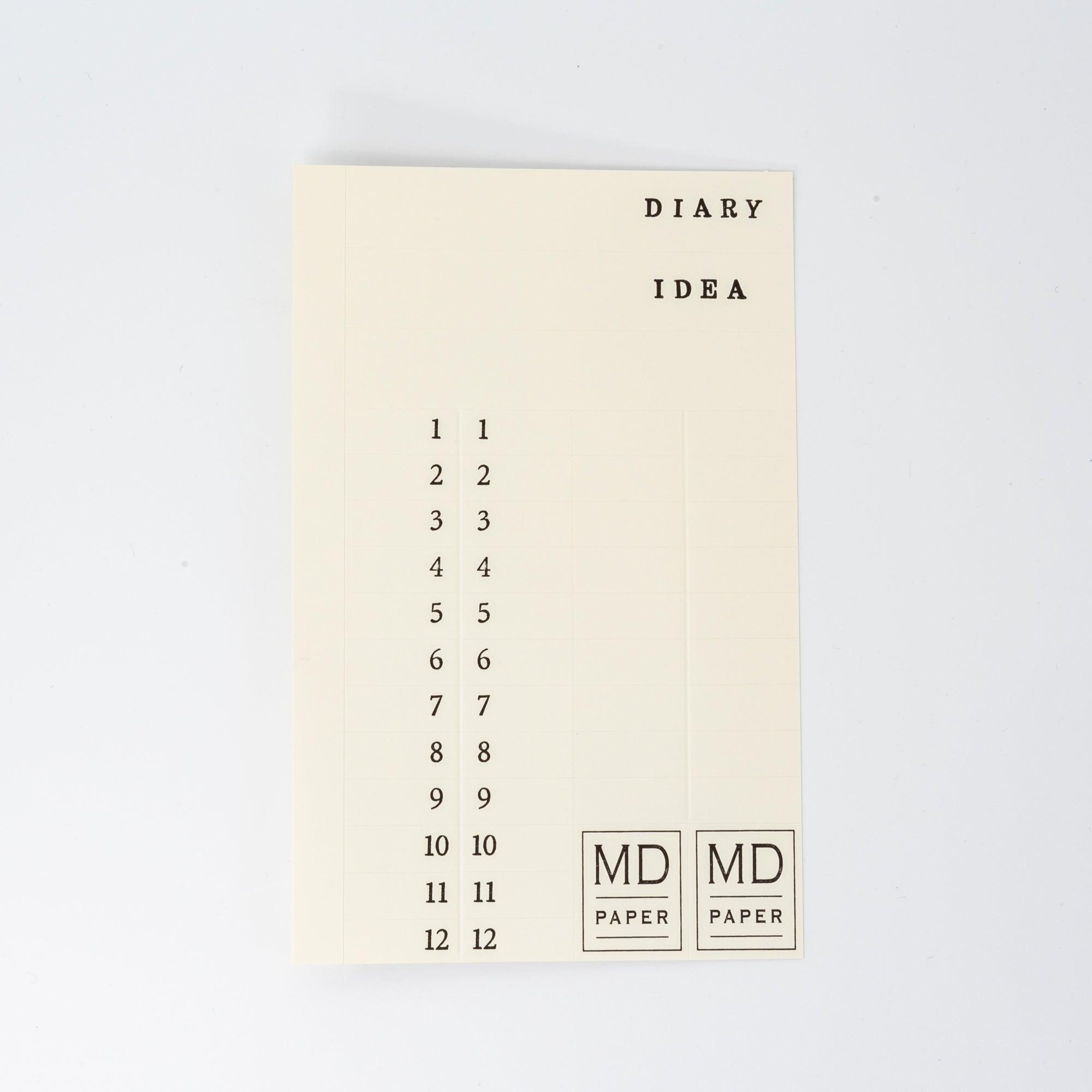 MD notebook index stickers for organization, a practical accessory in Japanese stationery.