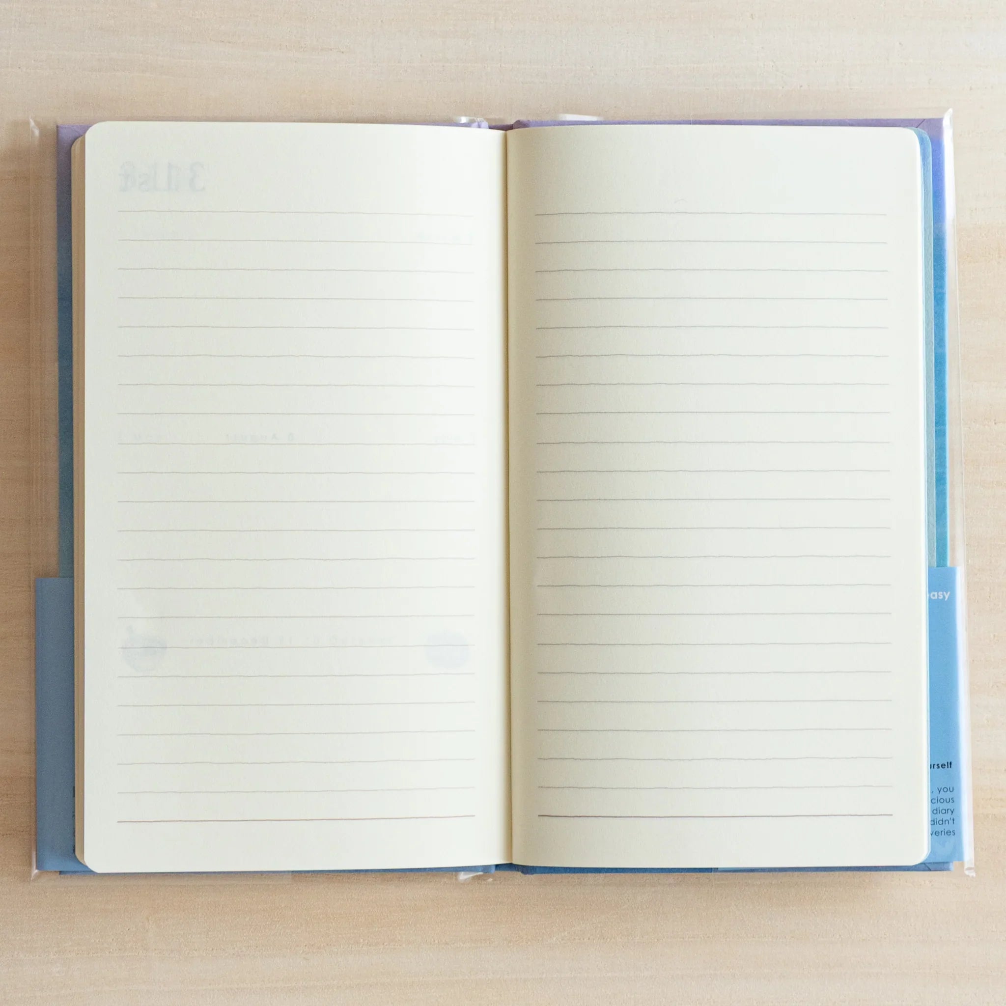 Interior first page of three-year journal with gold key motif header design positioned clearly visible