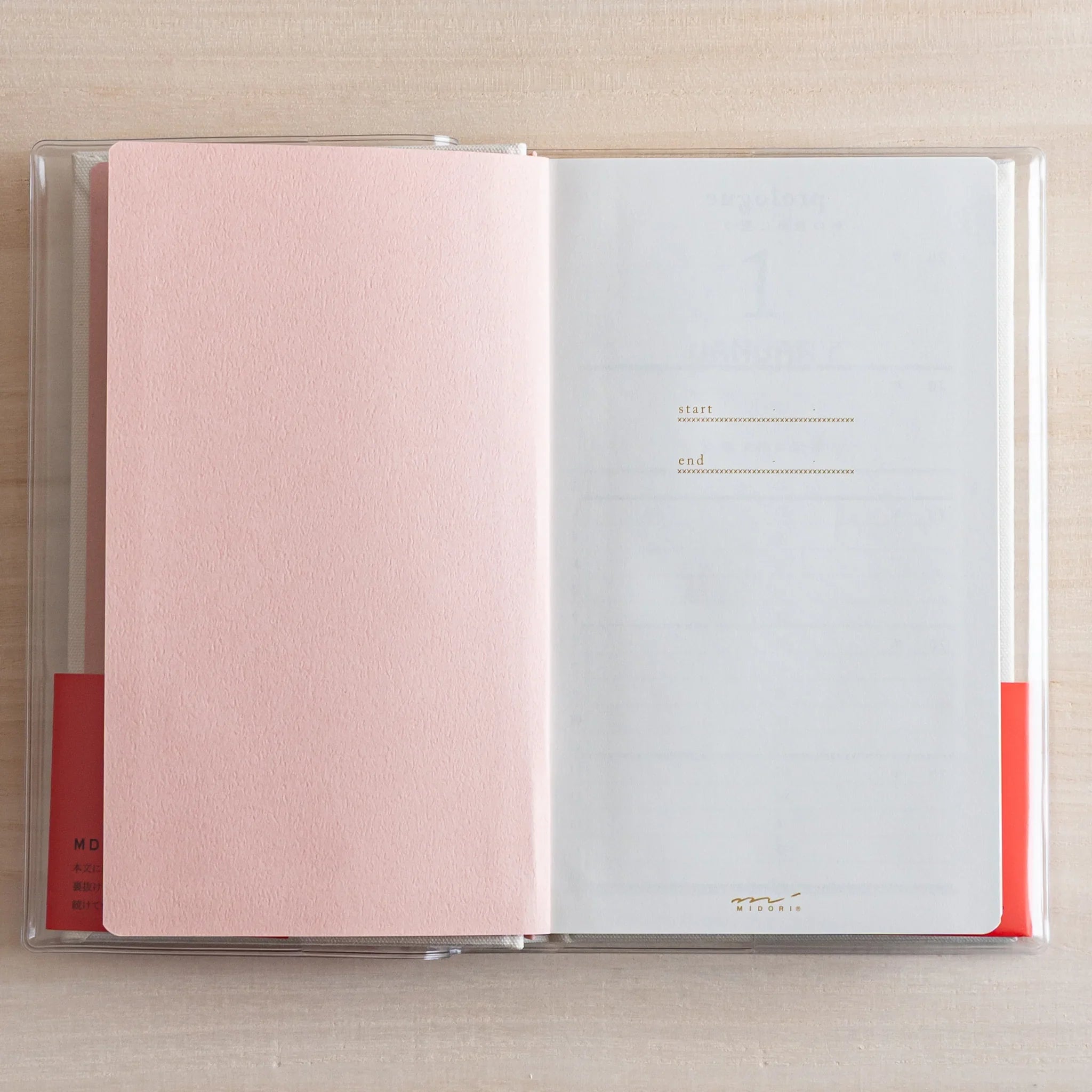 Midori 5-year journal, flat lay showing closed cover with floral embroidery, Japanese stationery product with quality design