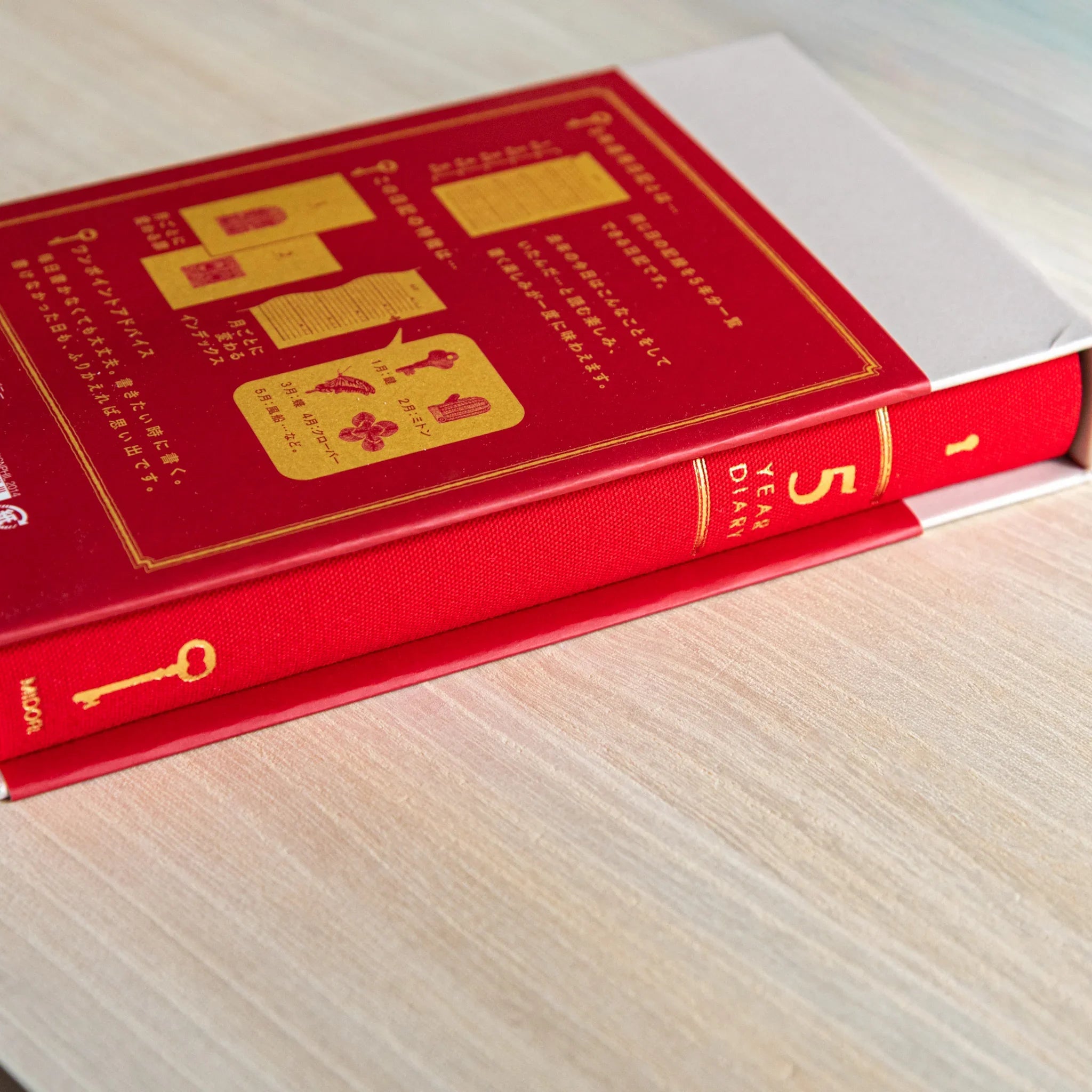 Midori 5-year journal, interior pages showing date field layout with lines, Japanese stationery item with quality