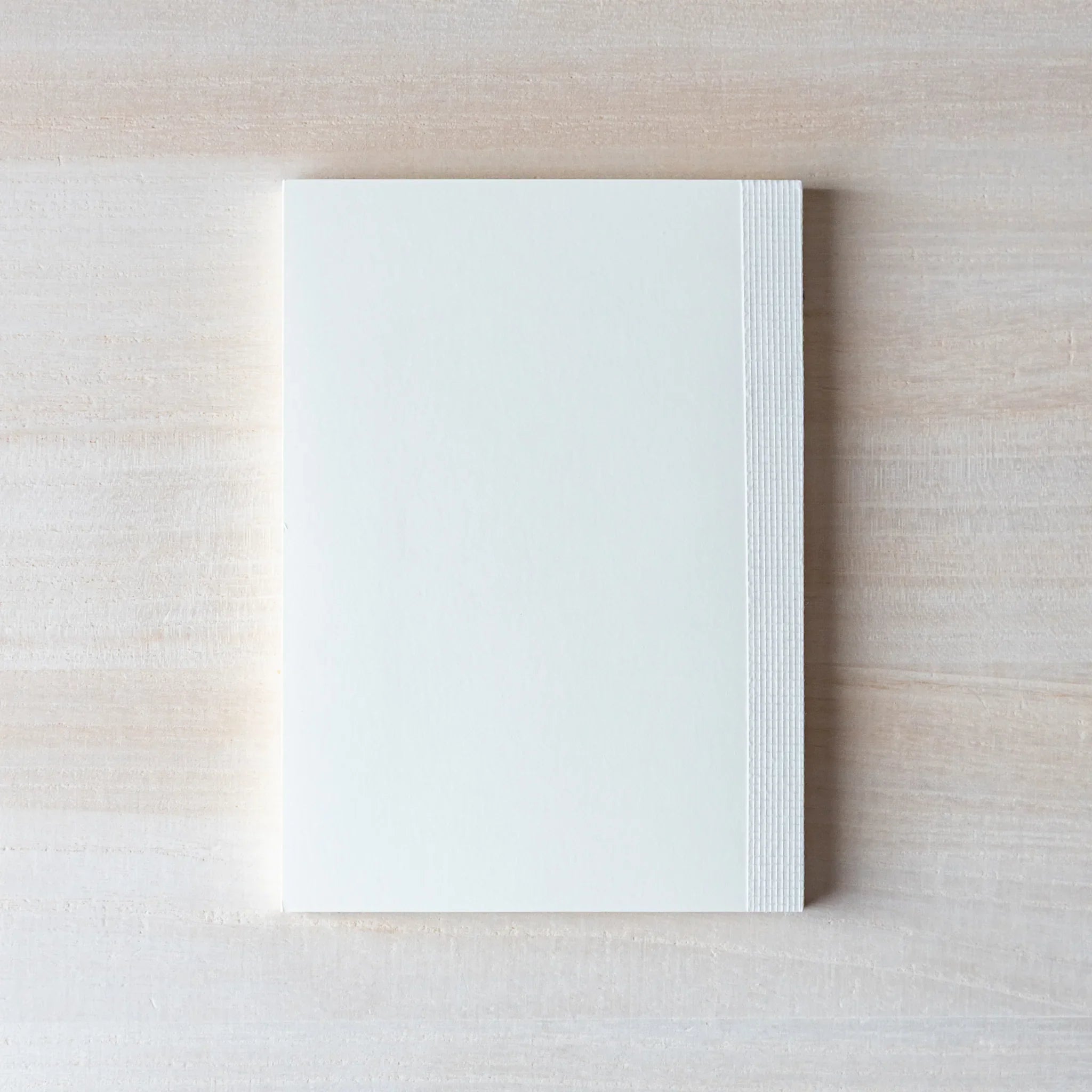 Japanese Notebook Midori MD A6 top view, showing a plain white cover and clean page edges.