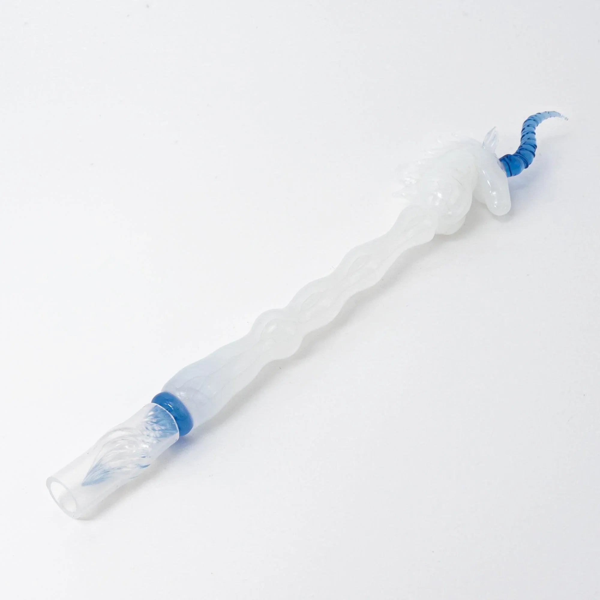 Mystic Unicorn Glass Dip Pen, tilted angle revealing structure providing full visual representation and product details