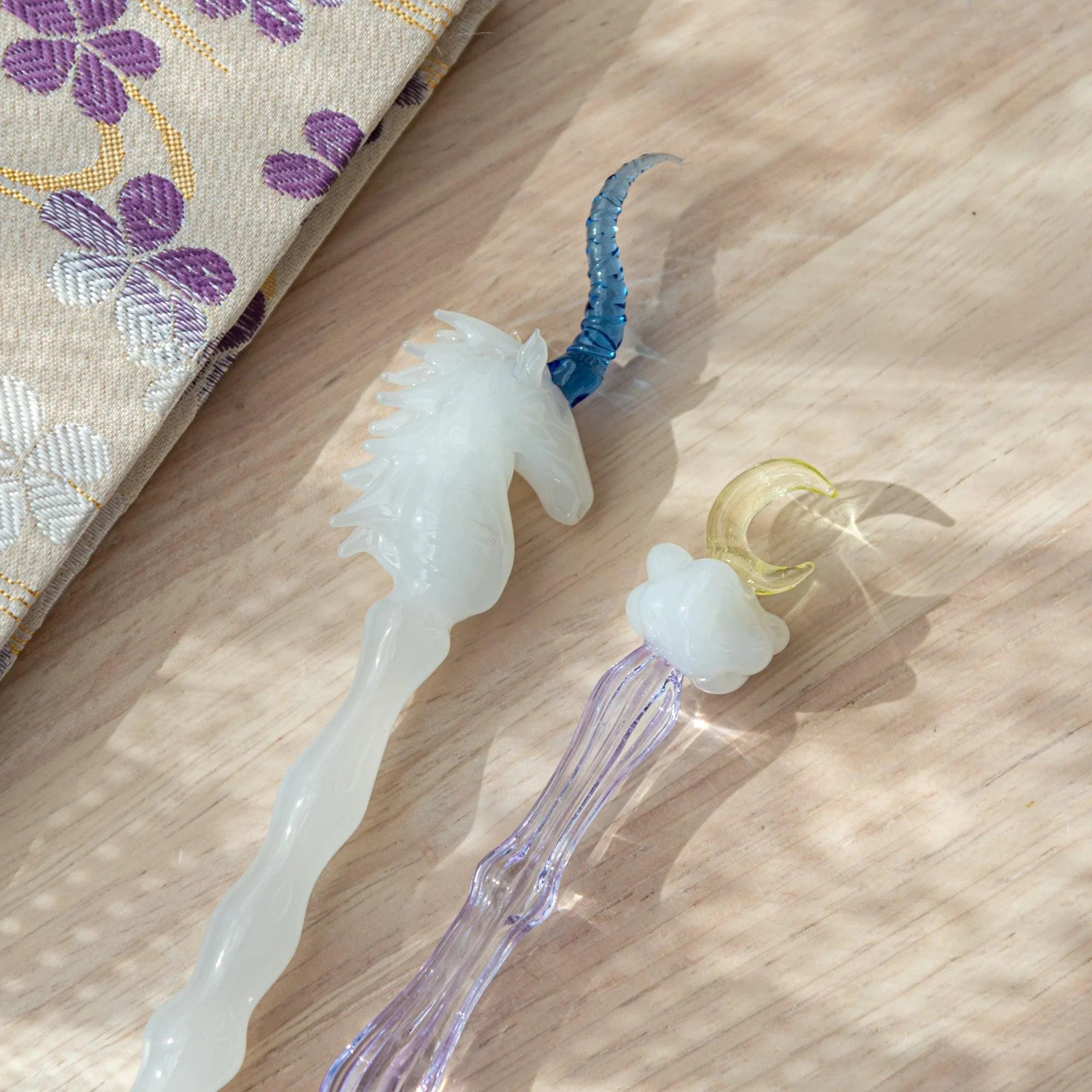 Mystic Unicorn Glass Dip Pen, three-quarter angle of product providing full visual representation and product details