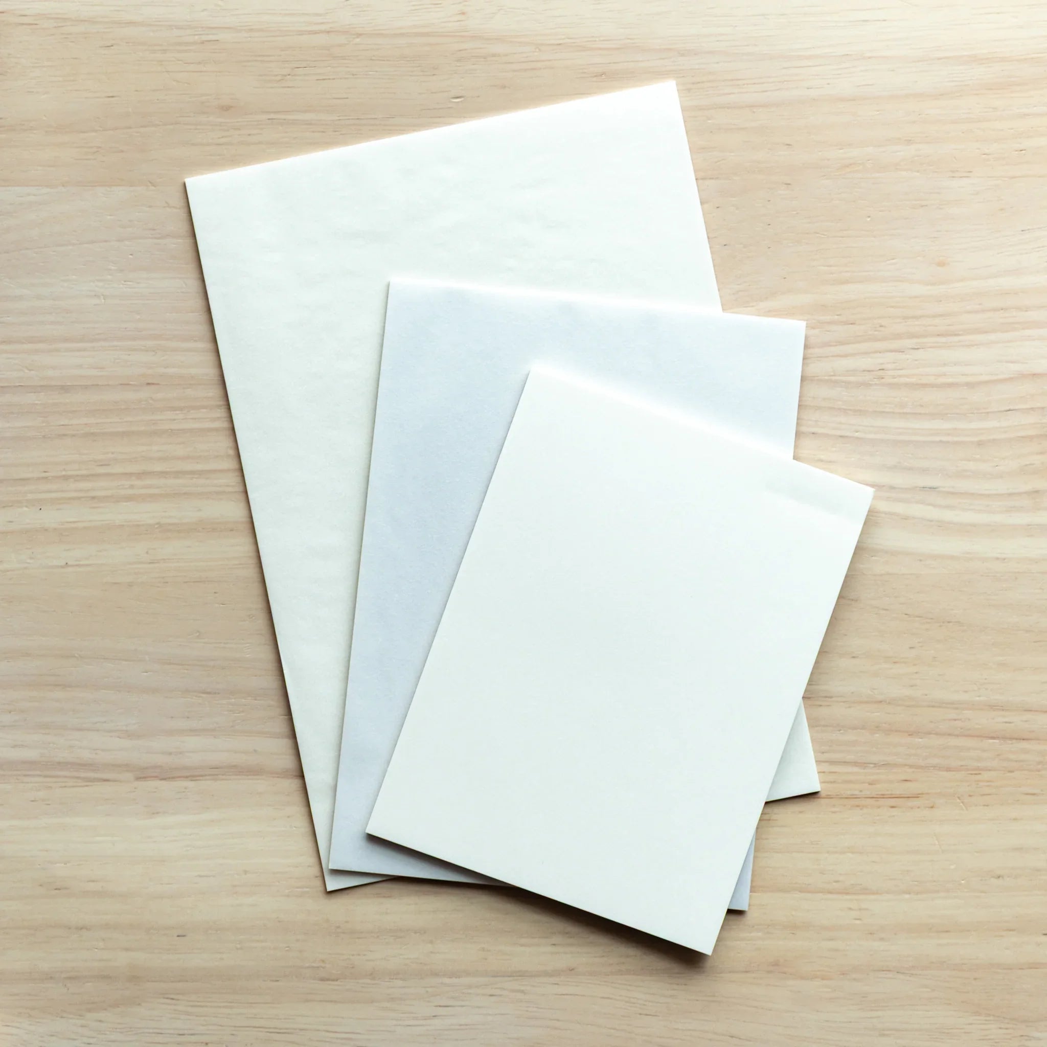 Angled view of Paper Tasting Writing Pad Set, highlighting sleek Japanese Writing Pad presentation with translucent sheets.