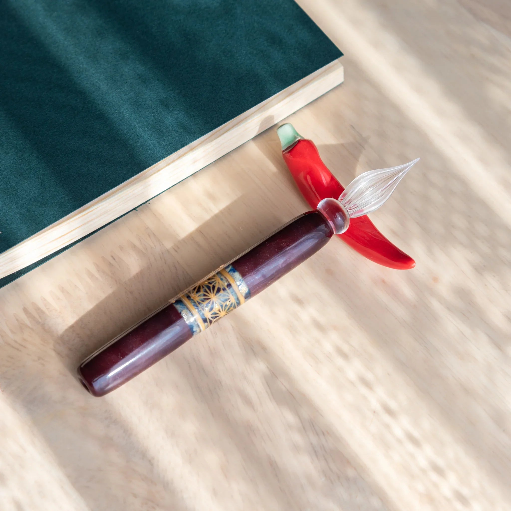 Red Pepper Handcrafted Pen Rest ceramic form displaying authentic capsule pepper shape with Japanese hand-craft quality