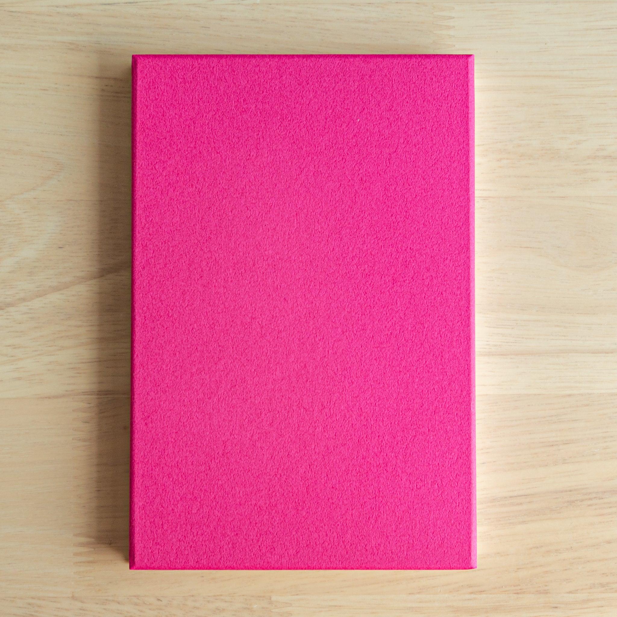 Back cover of the pink Goshuinsho stamp book, minimal and colorful design for Japanese temple stamp collecting.