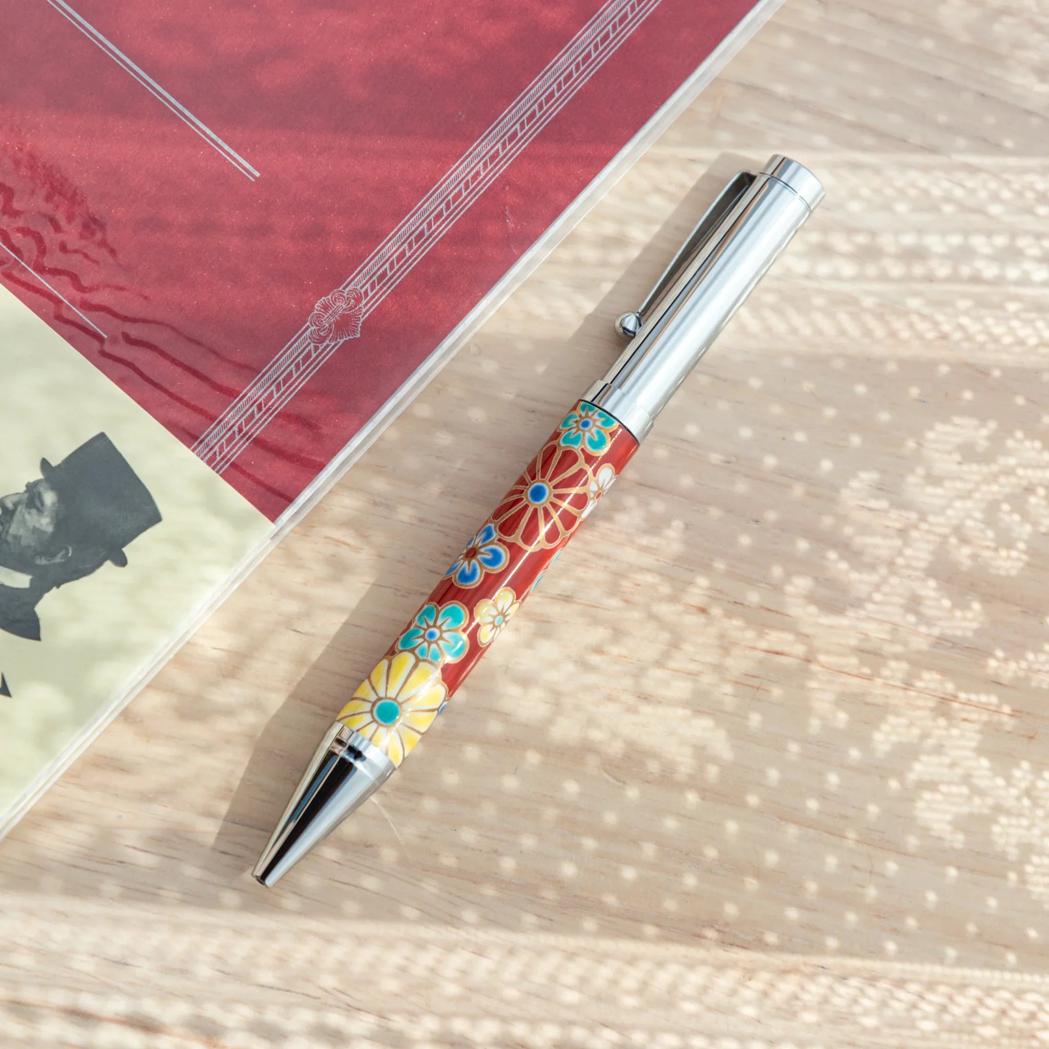 Plum and Chrysanthemum Kutani Ceramic Ballpoint Pen