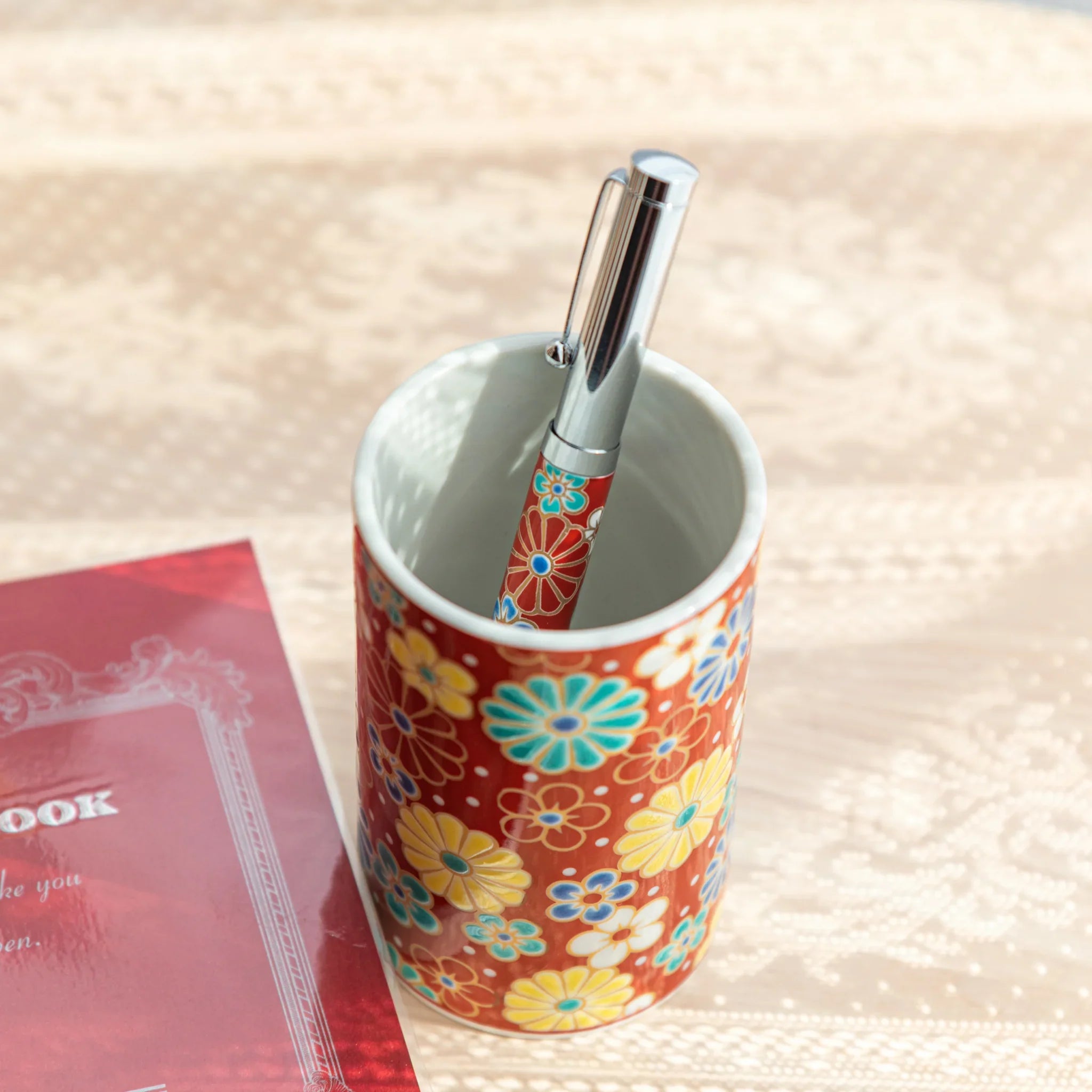 Plum and Chrysanthemum Kutani Ceramic Ballpoint Pen