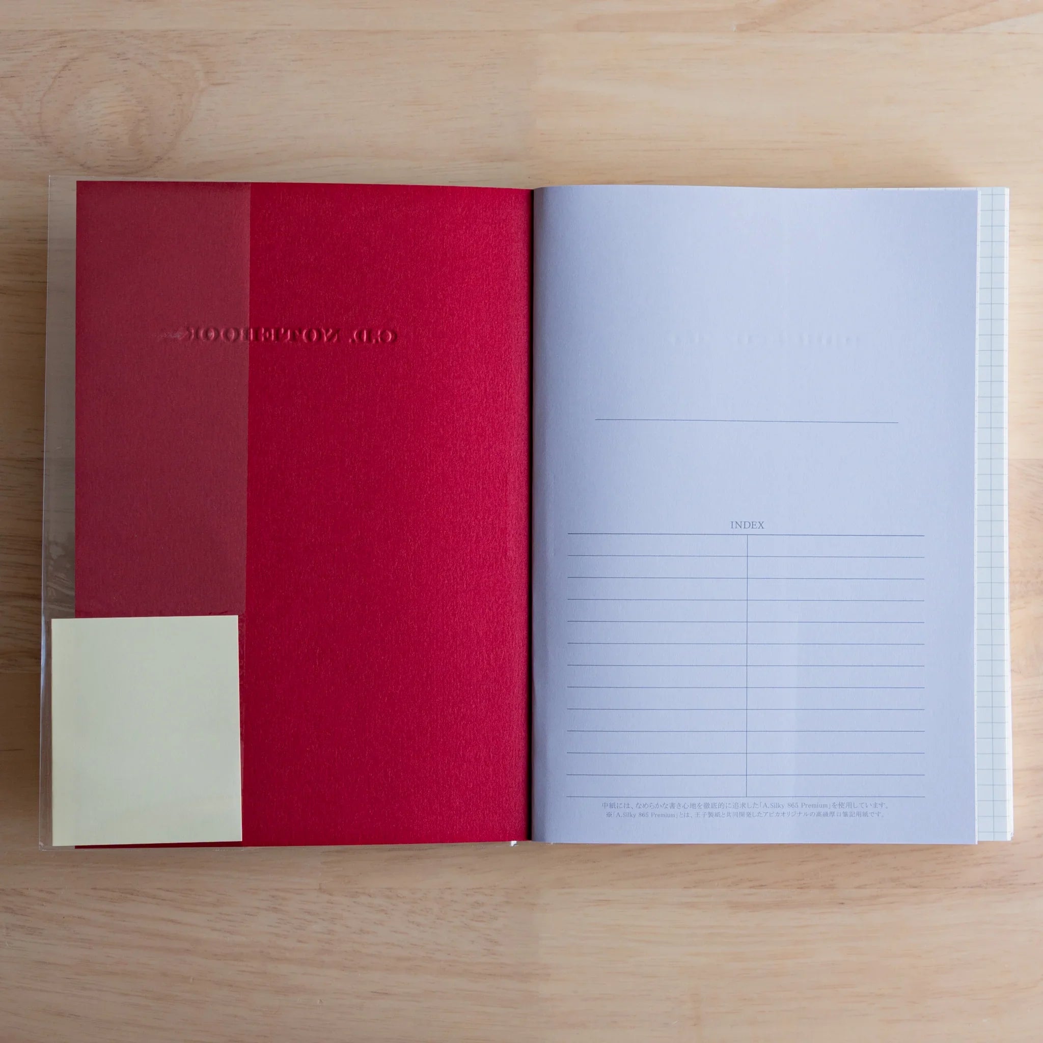 Apica Premium CD Fountain Pen Notebook Silky open showing grid pattern ruled interior page Japanese mades