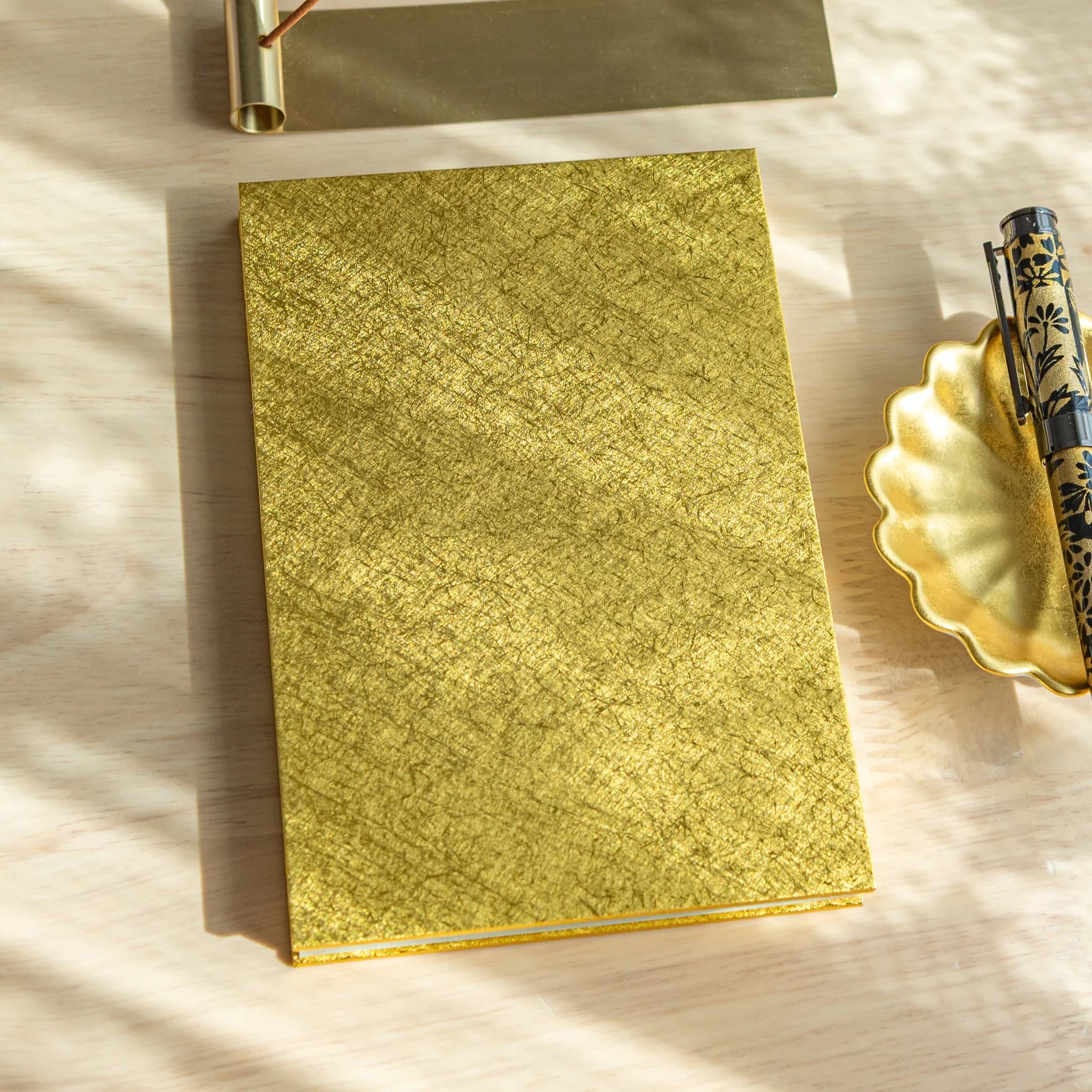 Premium Gold washi goshuincho book front cover with gold metallic pattern design stamp book detail washi