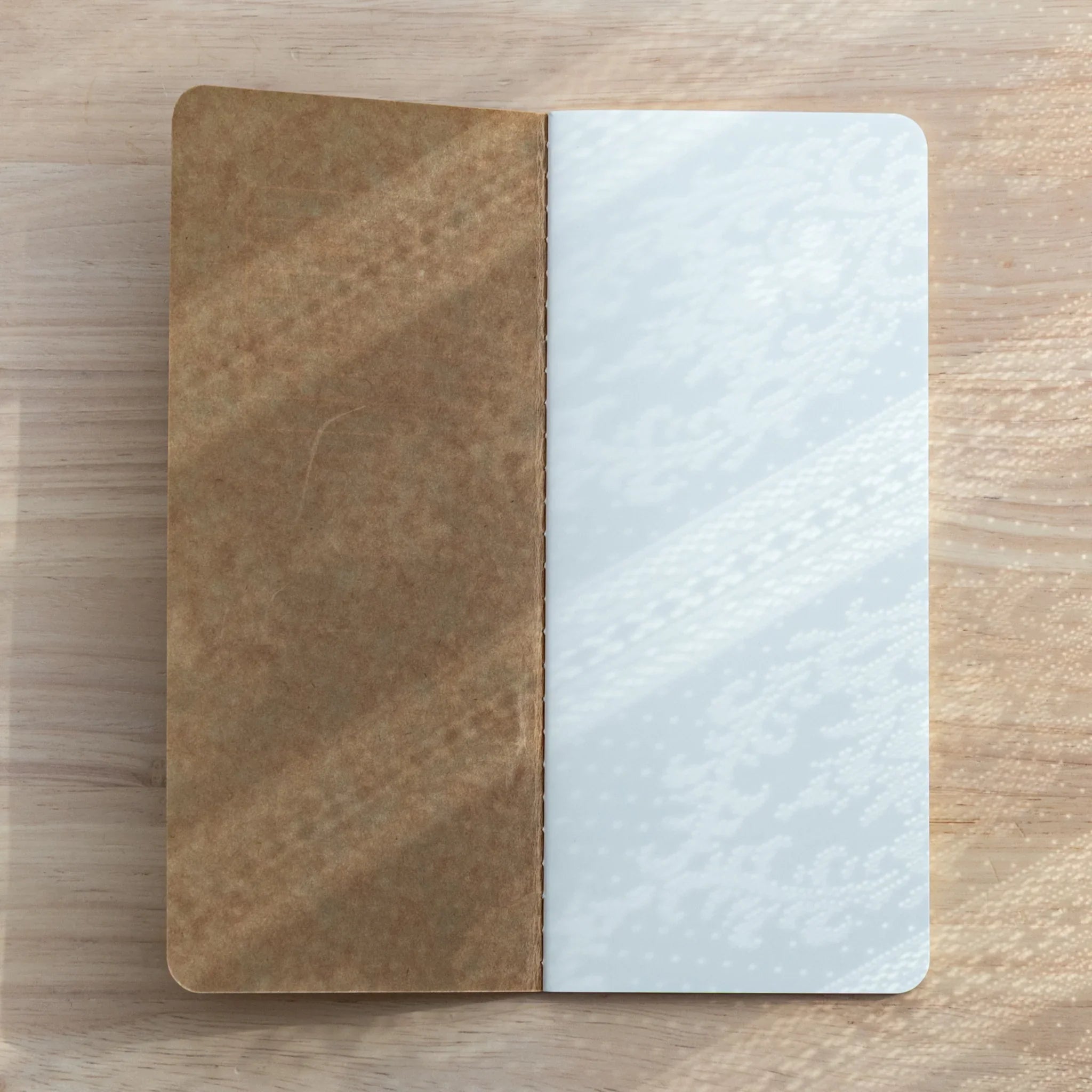 RO-BIKI Basic notebook featuring 6mm ruled pattern shown flat on surface, displaying cover design and interior lines