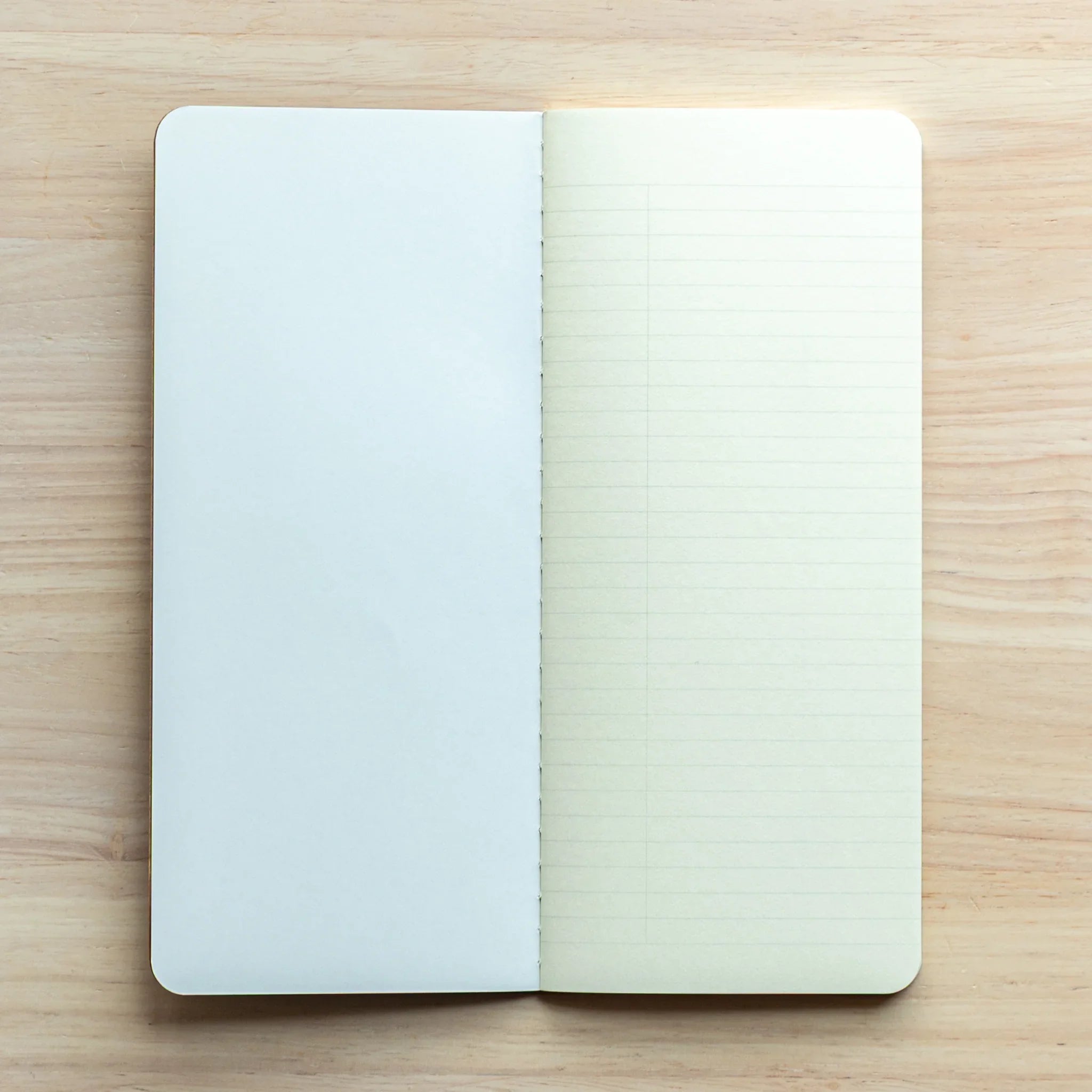 Japanese Notebook RO-BIKI open view, showing 6mm ruled paper designed for smooth writing with Japanese Fountain Pen.