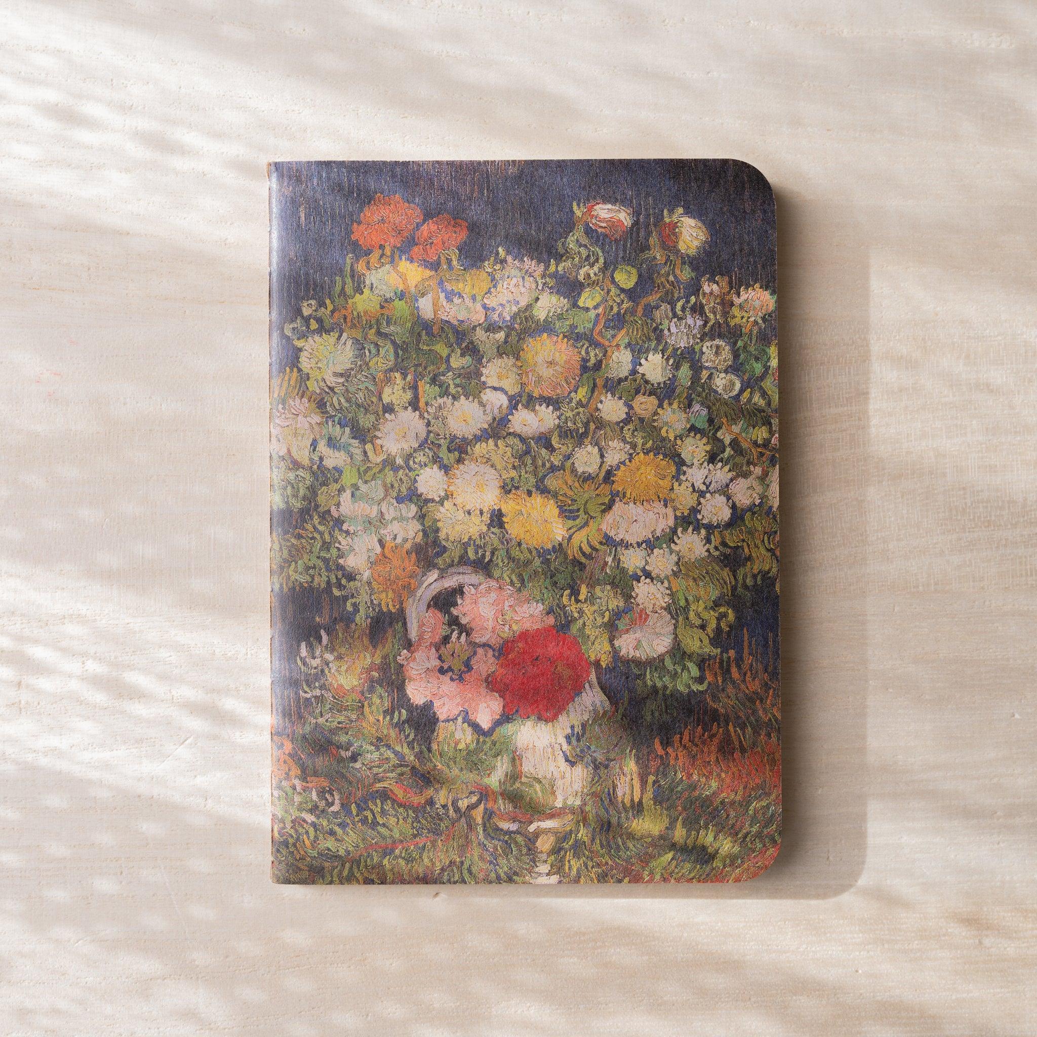 RO-BIKI NOTE Museum Series notebook, full waxed cover showing floral bouquet oil painting print, no belly band