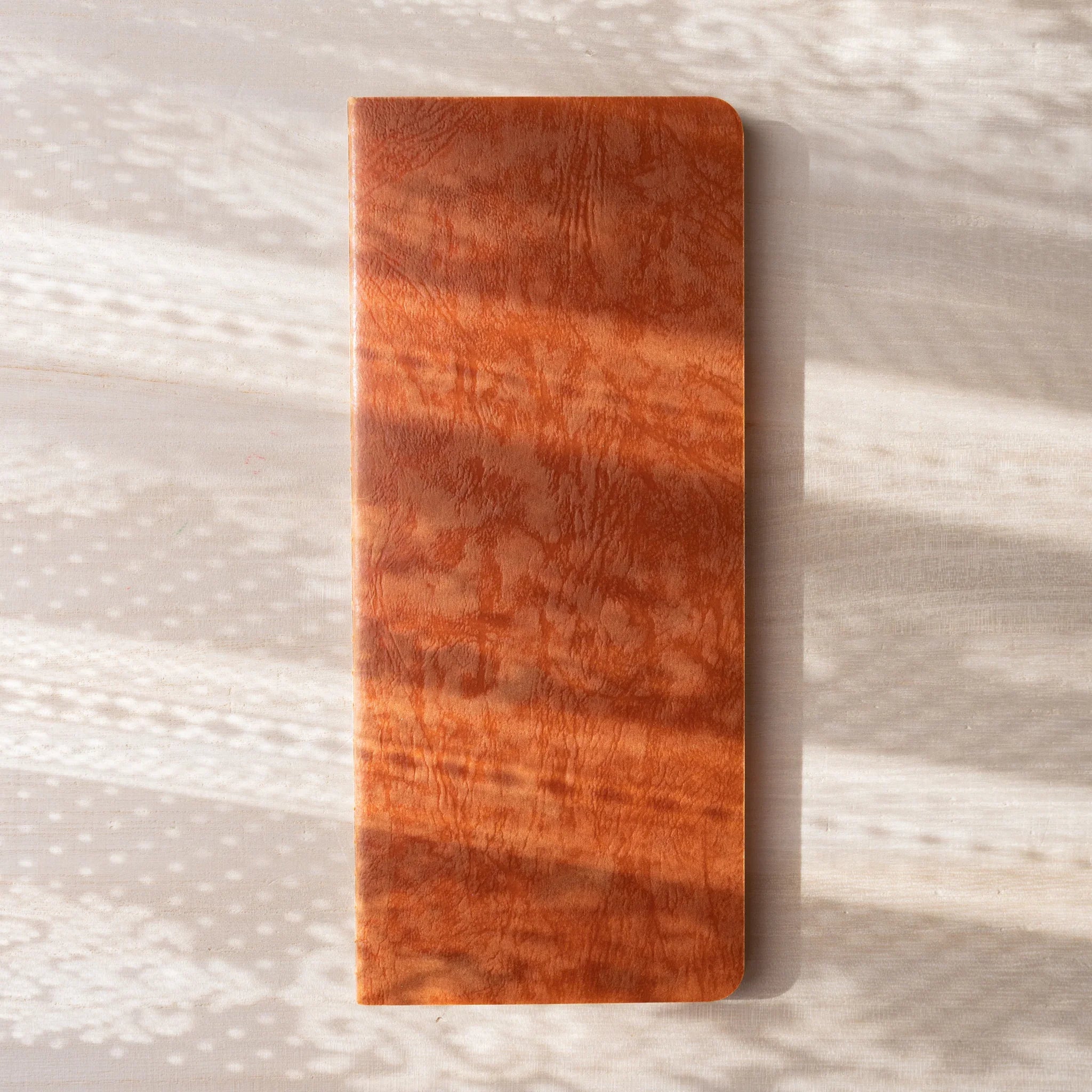 RO-BIKI NOTE Edocha Brown front cover without label showing rich wax-coated texture pattern by Yamamoto Paper