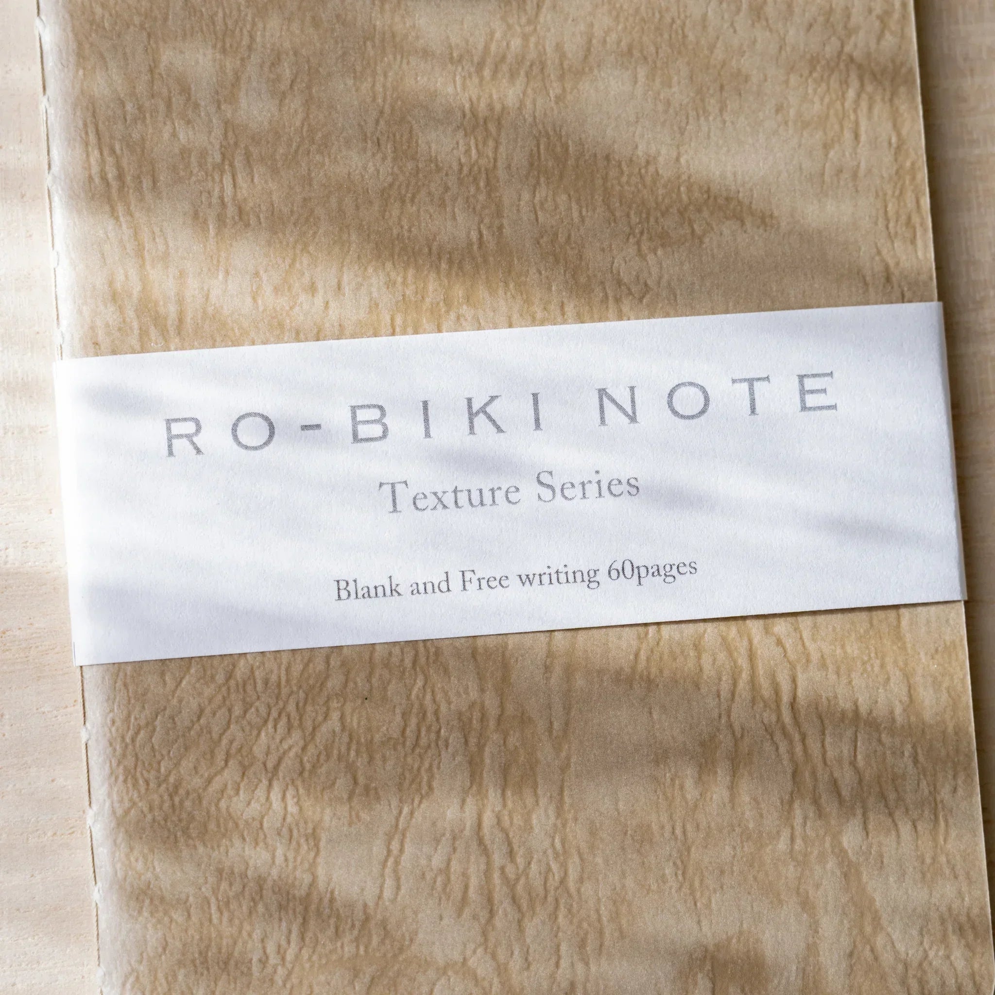RO-BIKI NOTE Japanese blank notebook with fushi brown kraft cover, rounded corners, waxed finish, no belly