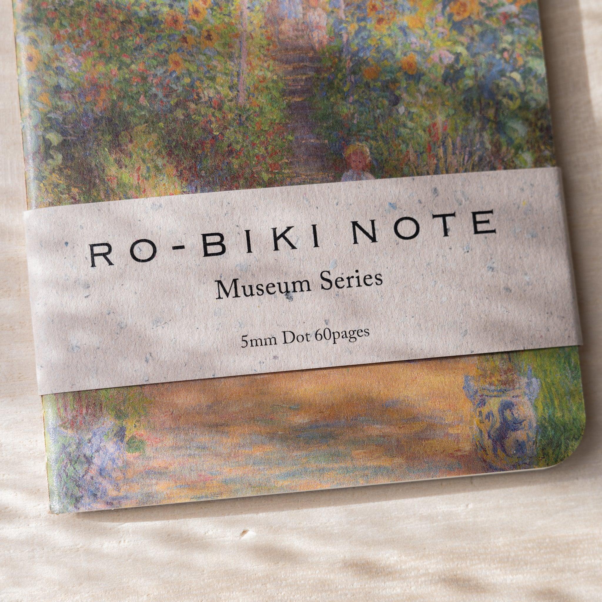 RO-BIKI NOTE waxed cover with garden flowers and botanical pattern design, Japanese craft, belly band