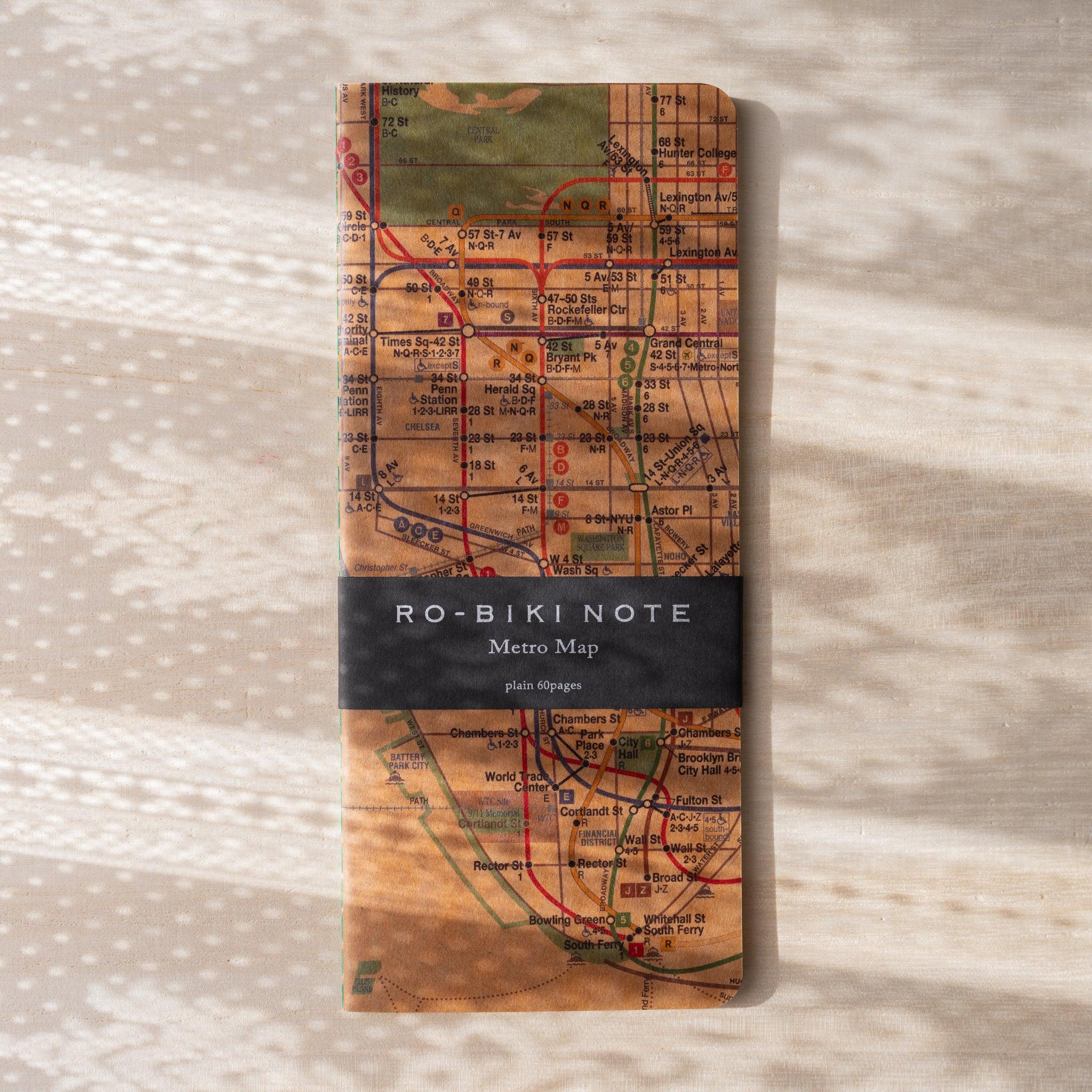 RO-BIKI Metro Map Notebook, front view with product styling providing full visual representation and product details