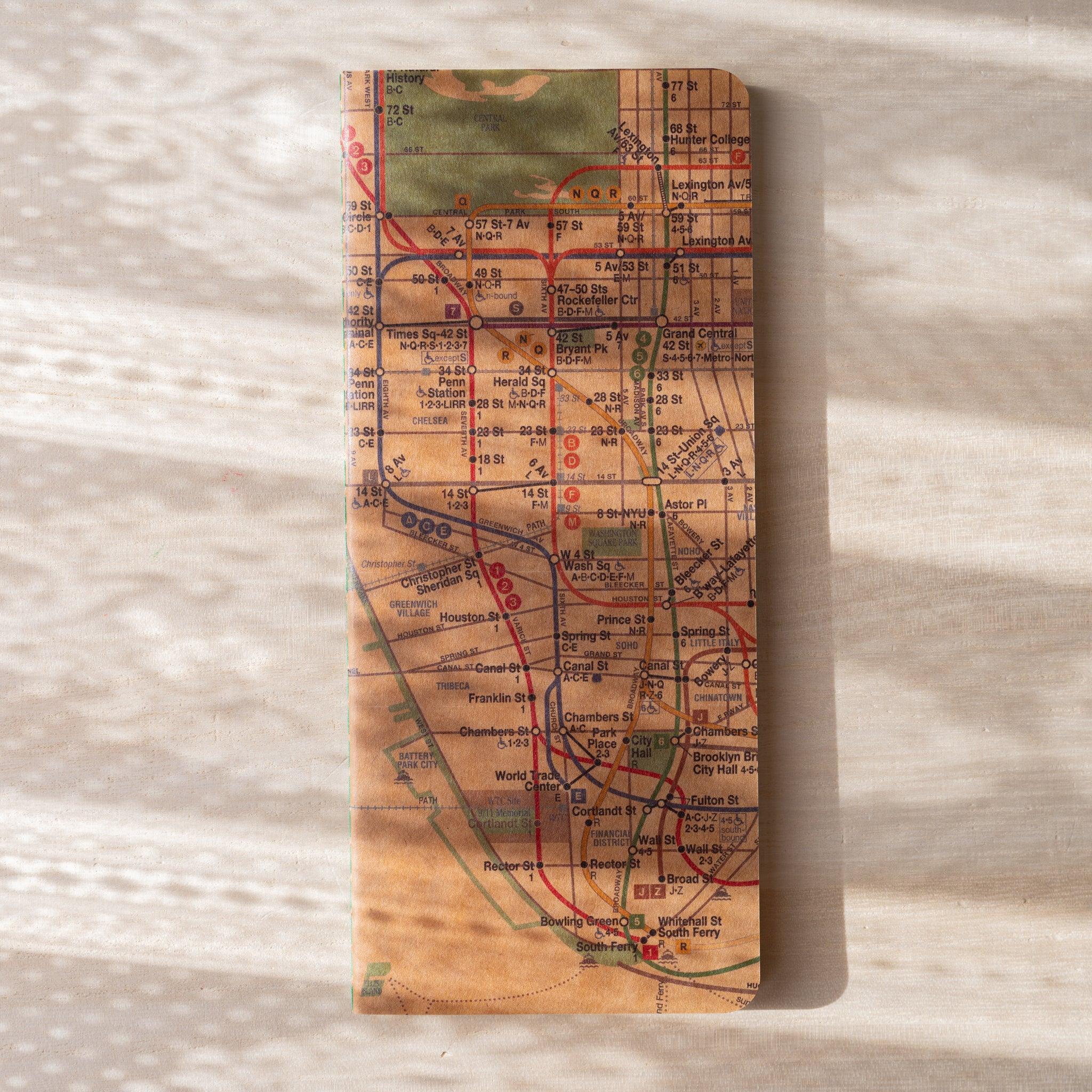 RO-BIKI Metro Map Notebook, lifestyle arrangement showing use providing full visual representation and product details
