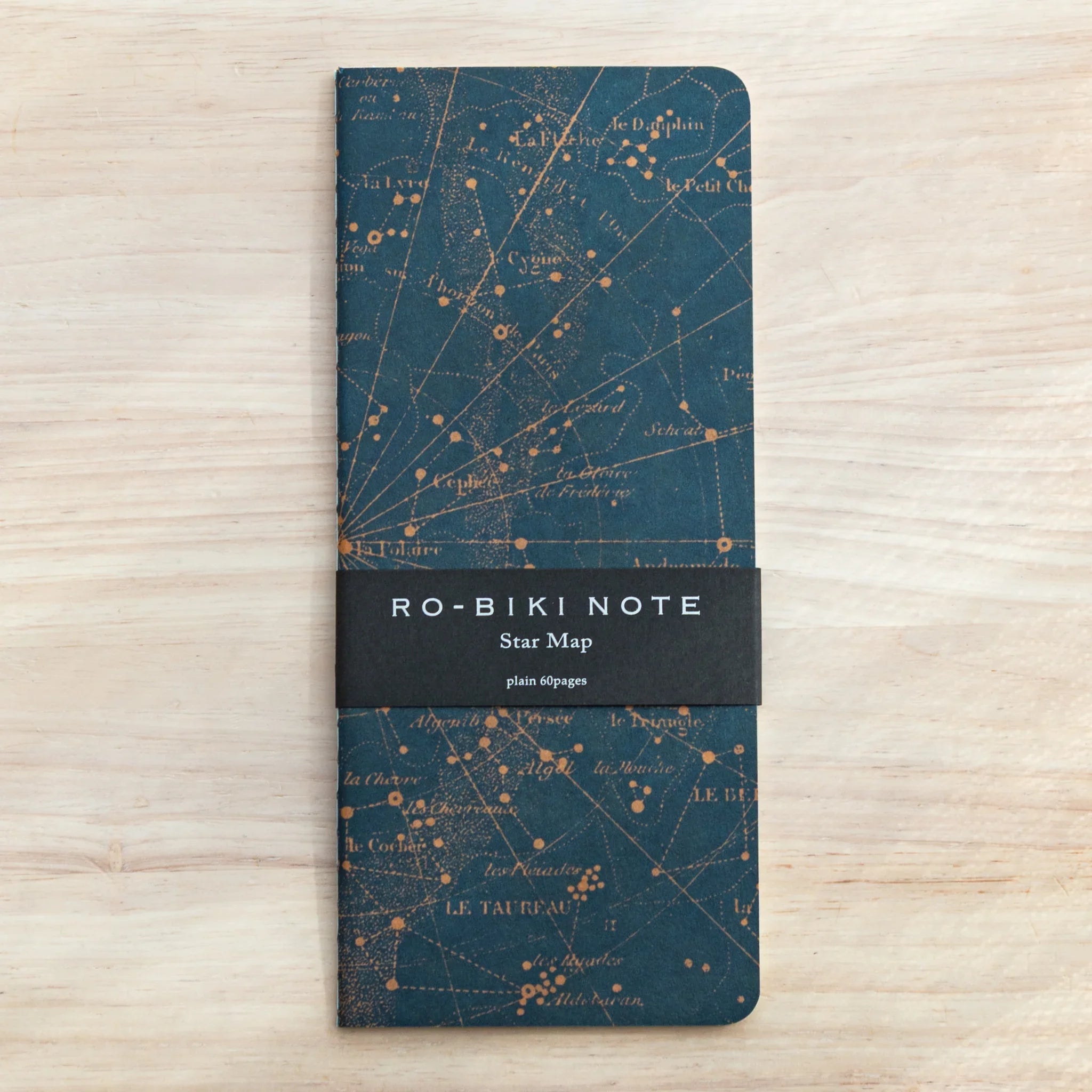 Japanese Notebook RO-BIKI Star Map cover with waxed paper texture and white band.