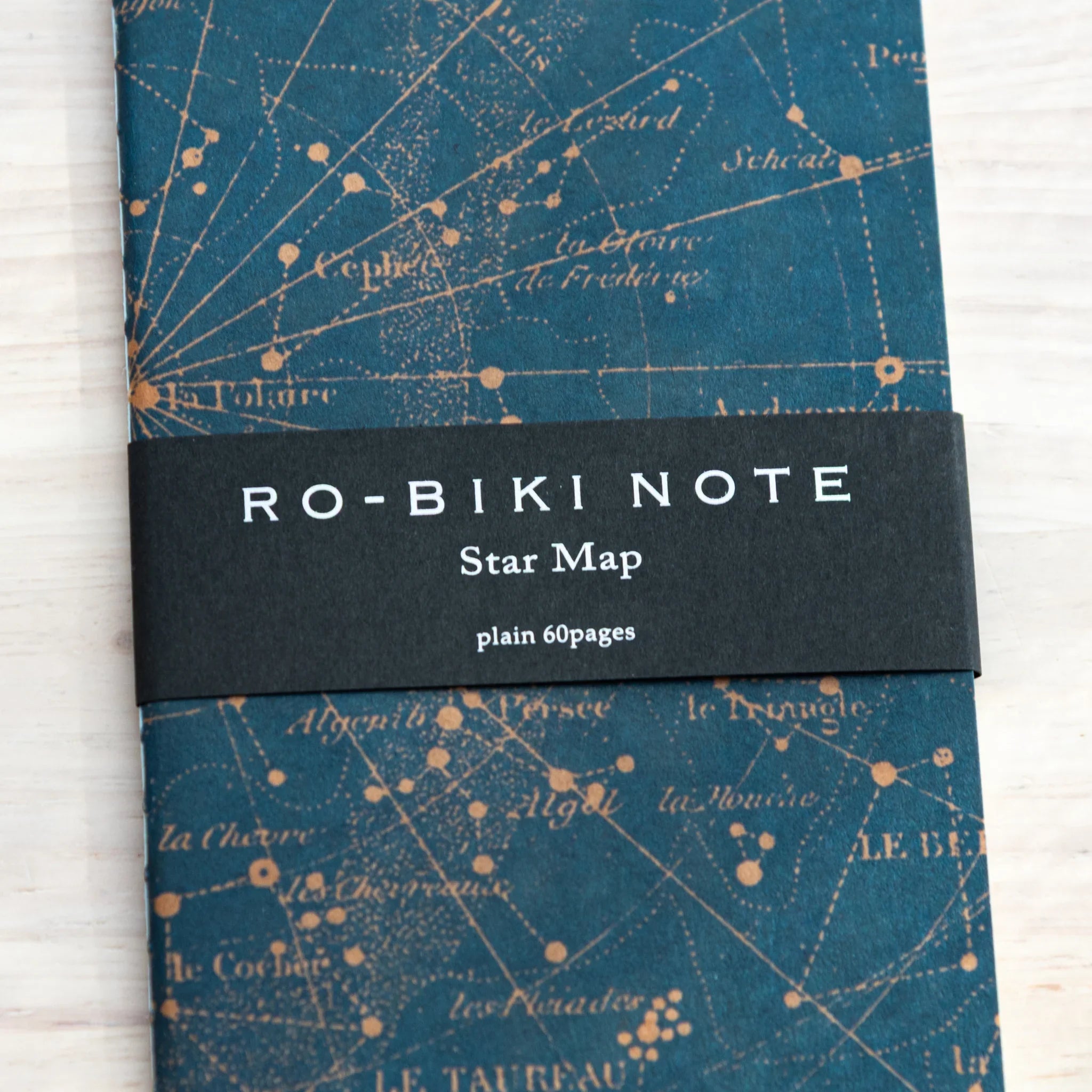 Detail shot of white band on Japanese Notebook RO-BIKI Star Map edition.