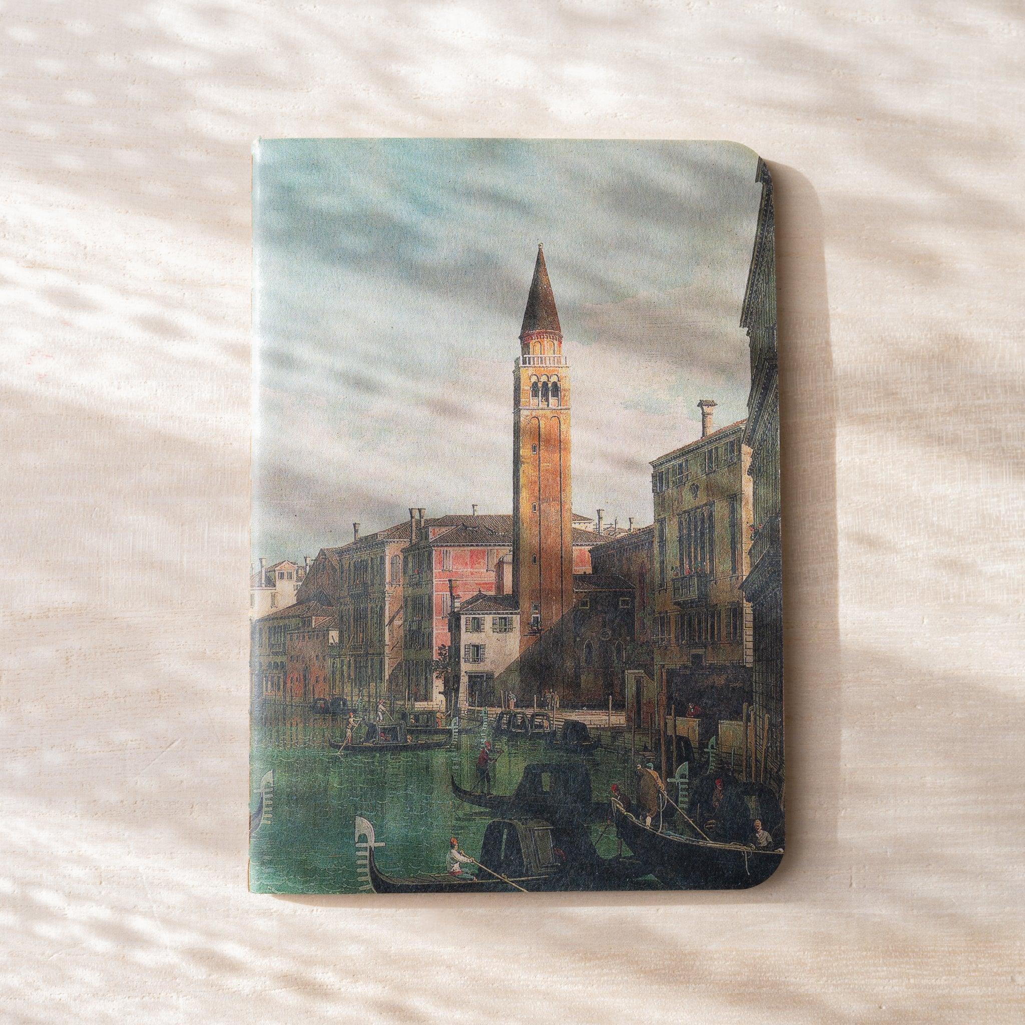 RO-BIKI NOTE waxed cover showing full Venetian canal painting with gondolas and architecture details