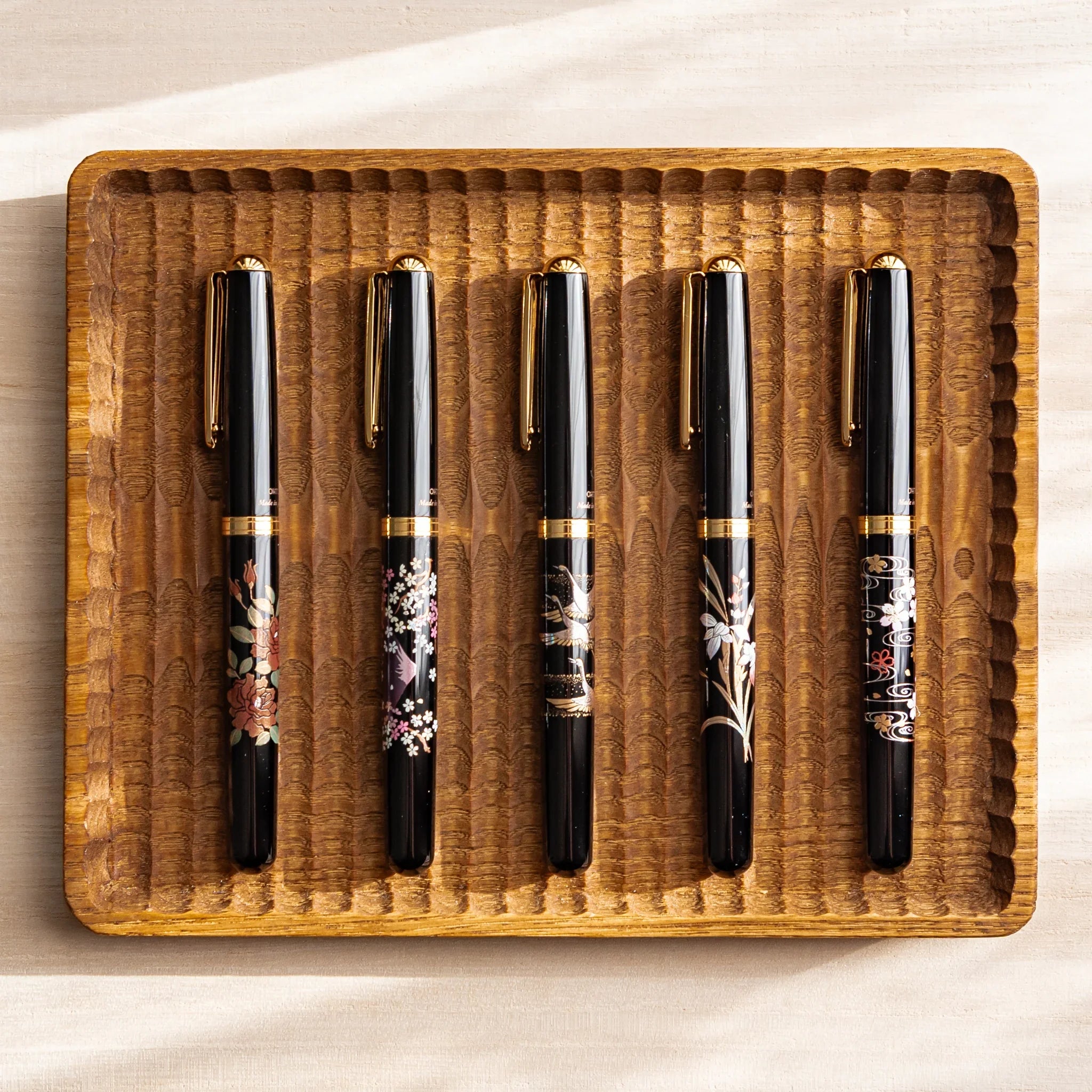 Sakura over the River Yamanaka Fountain Pen, front-facing angle showing finish providing full visual representation and produ