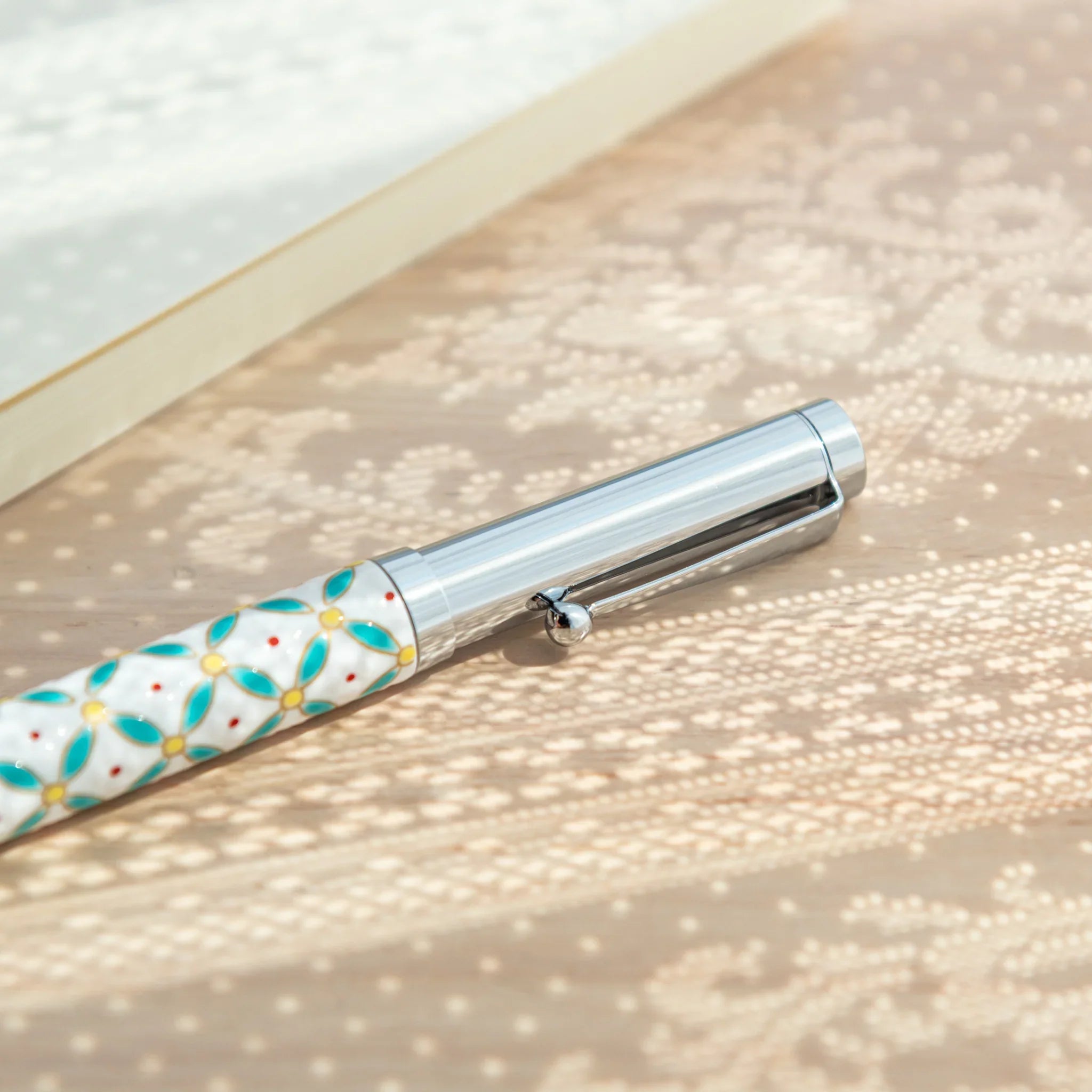 Japanese shippo Kutani ceramic ballpoint pen bringing artistic beauty to daily writing featuring traditional porcelain
