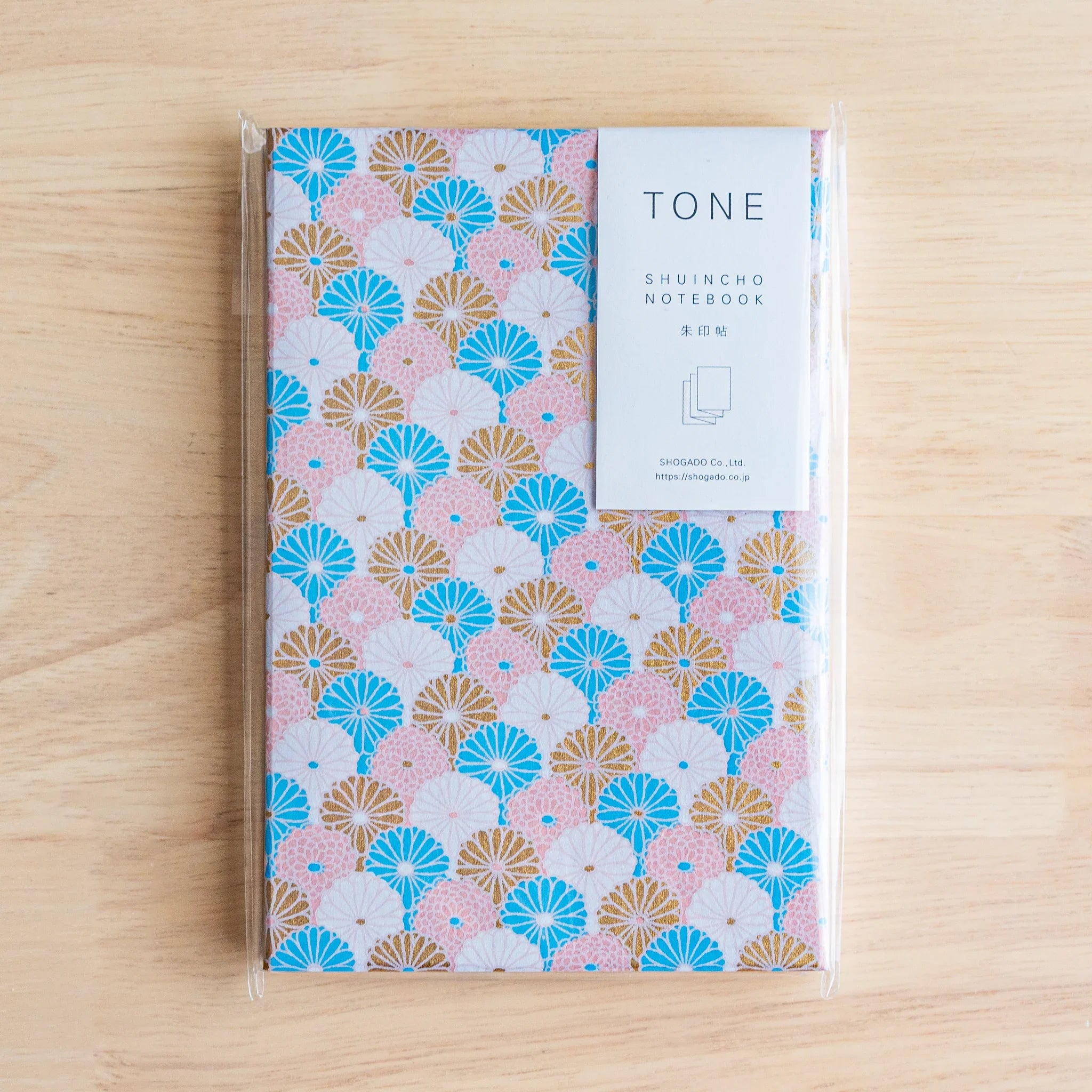 Sky Blossom Pastel Goshuincho stamp book final display showing complete accordion pages and chrysanthemum design