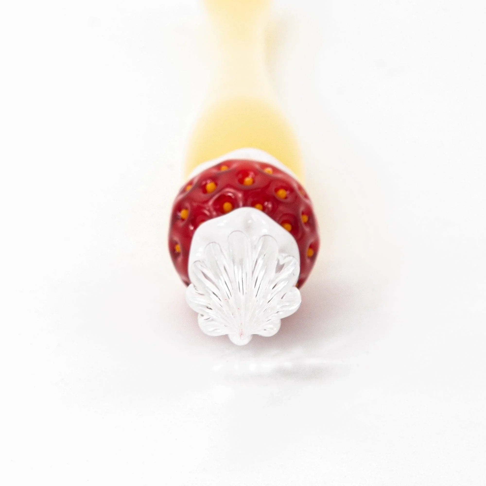 Strawberry Cake Glass Dip Pen, lifestyle arrangement showing use providing full visual representation and product details