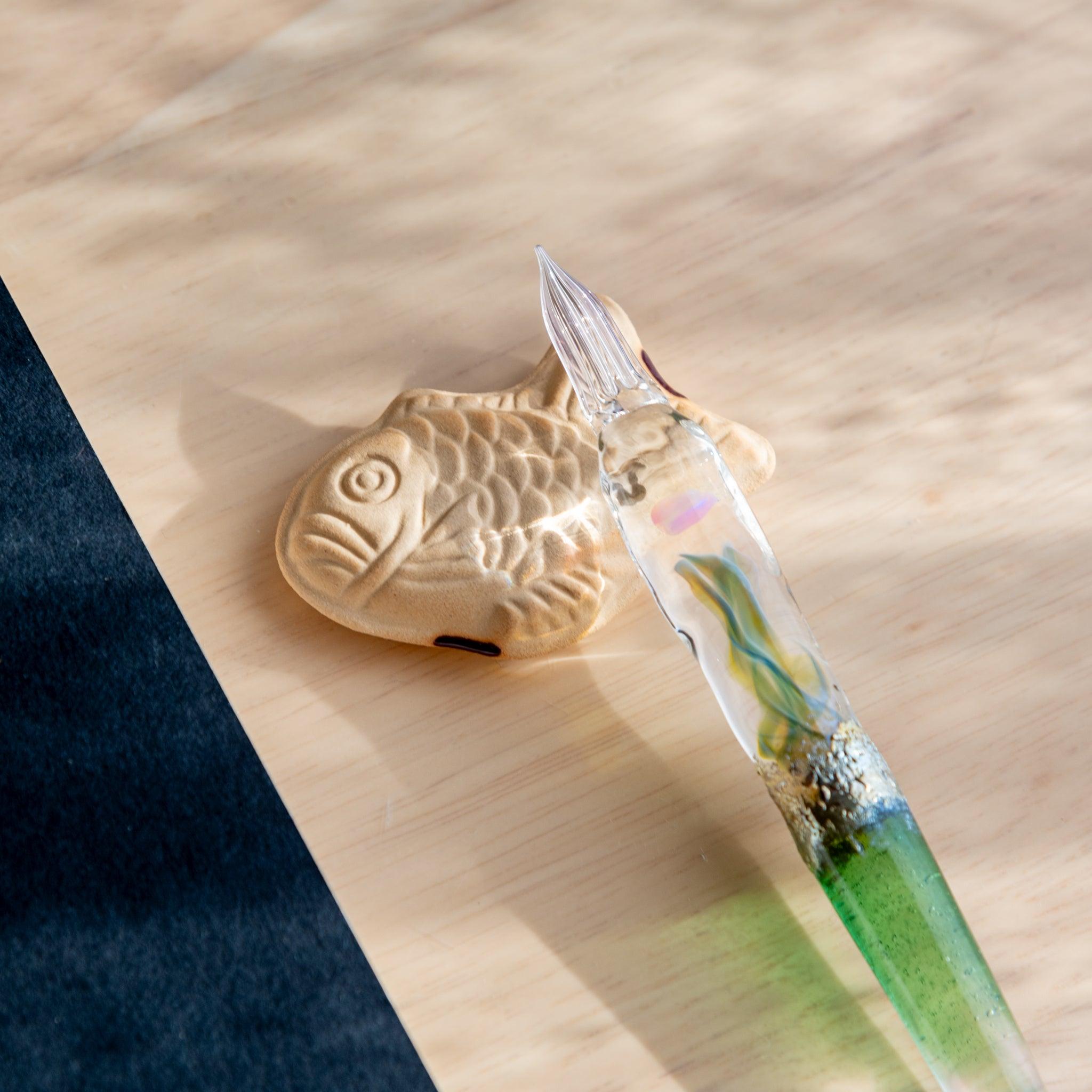 Taiyaki Handcrafted Pen Rest displaying traditional fish cake form in ceramic with Japanese artisanal craftsmanship evident