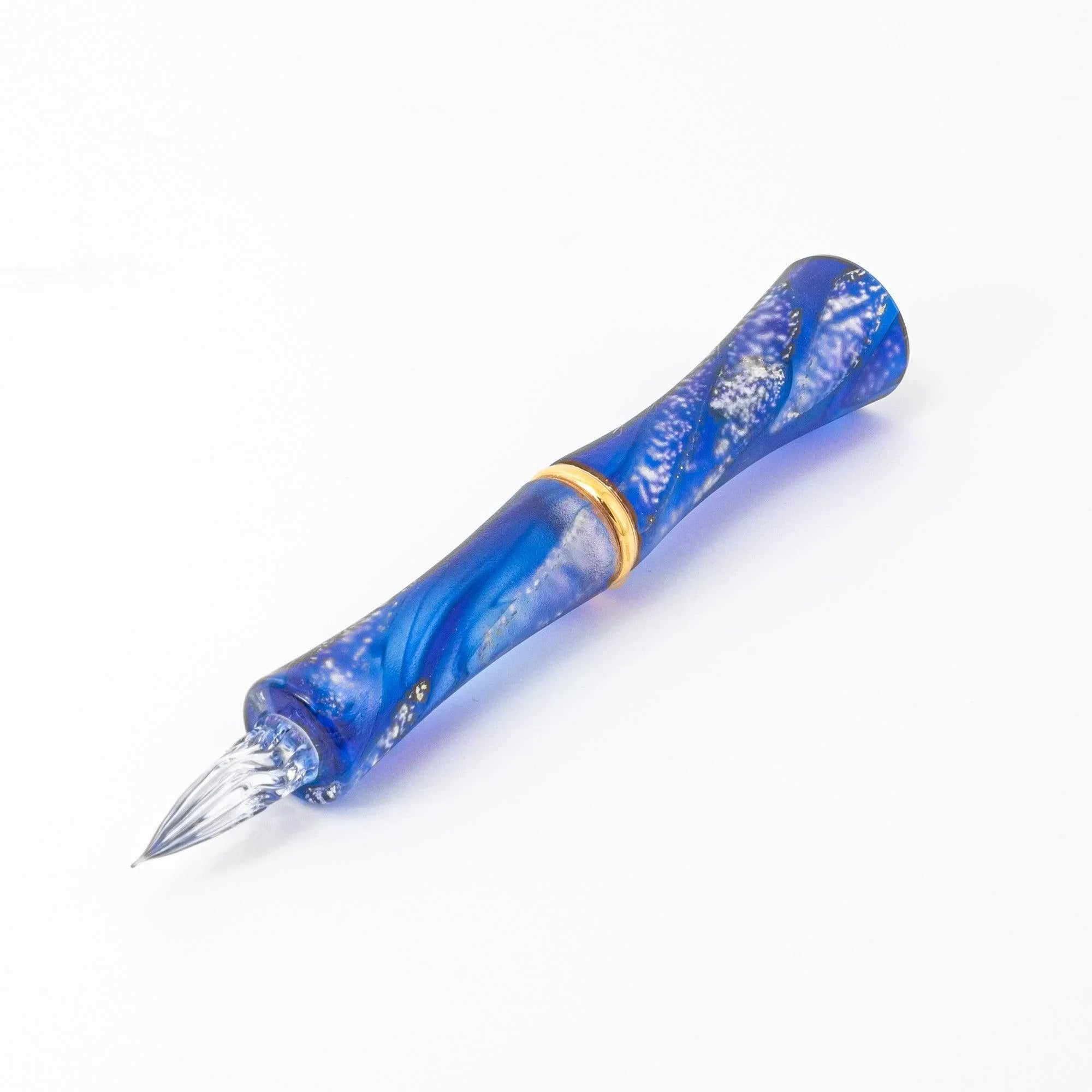 TAKETORI Hazy Moon Series Lapis Lazuli Glass Dip Pen - Glass Studio TooS, front view with product styling