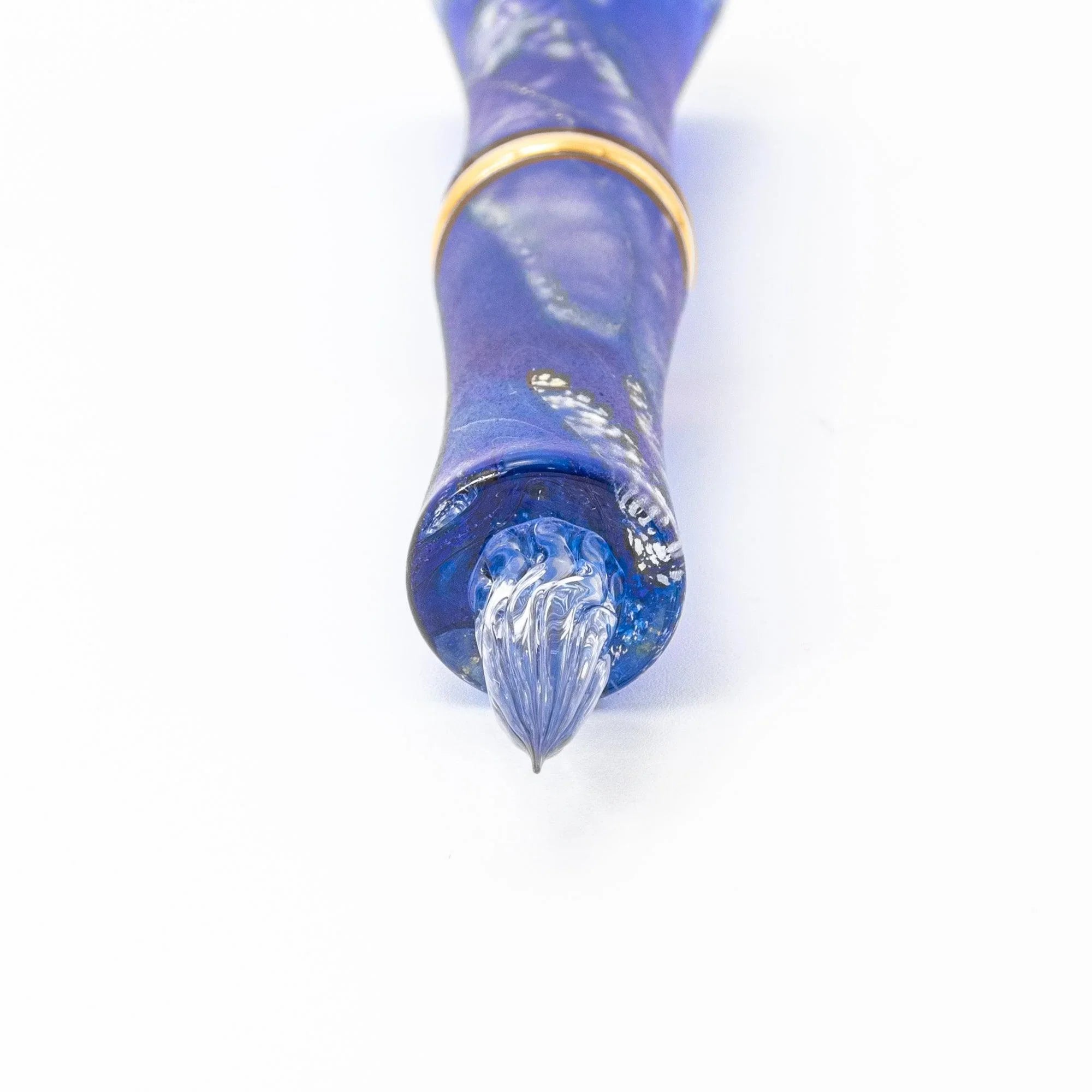 TAKETORI Hazy Moon Series Lapis Lazuli Glass Dip Pen - Glass Studio TooS, front-facing angle showing finish
