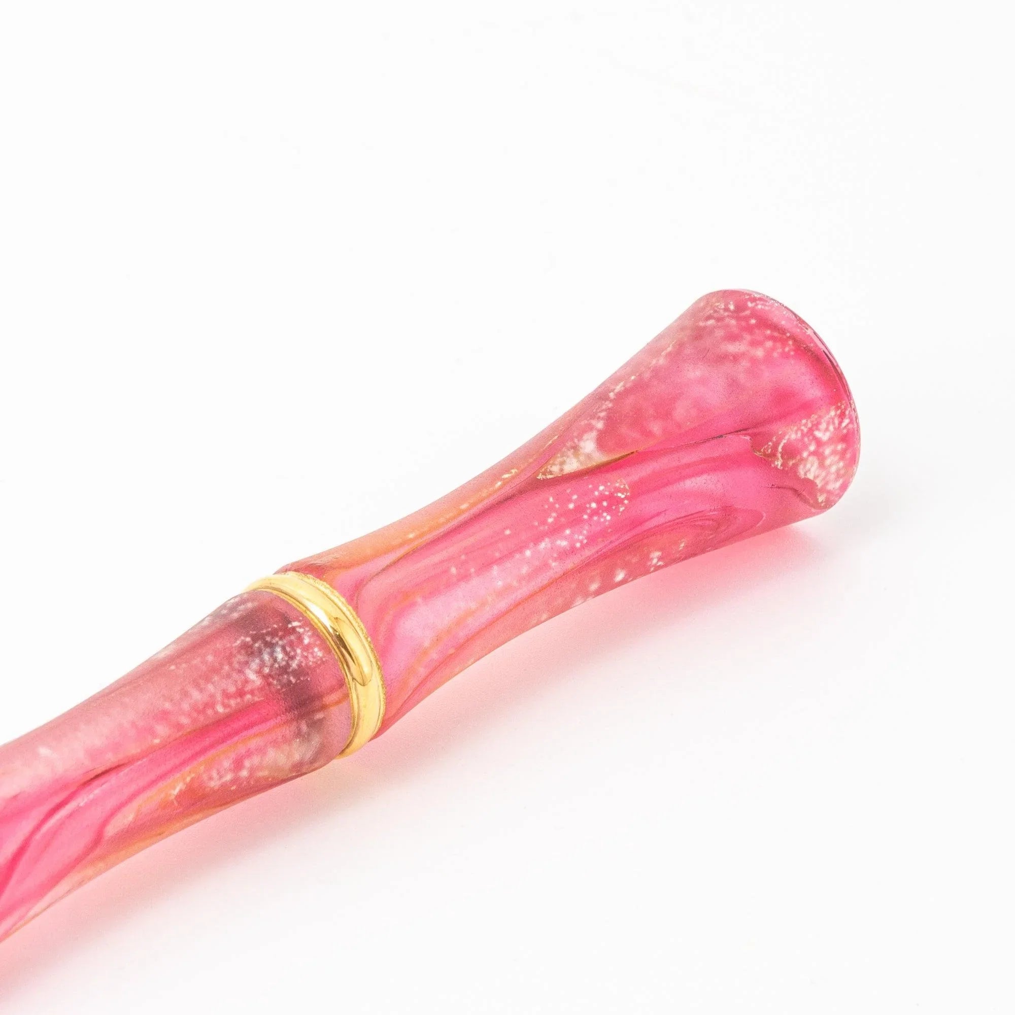 TAKETORI Hazy Series Moon Crimson Finch Glass Dip Pen - Glass Studio TooS, top-down perspective with detail