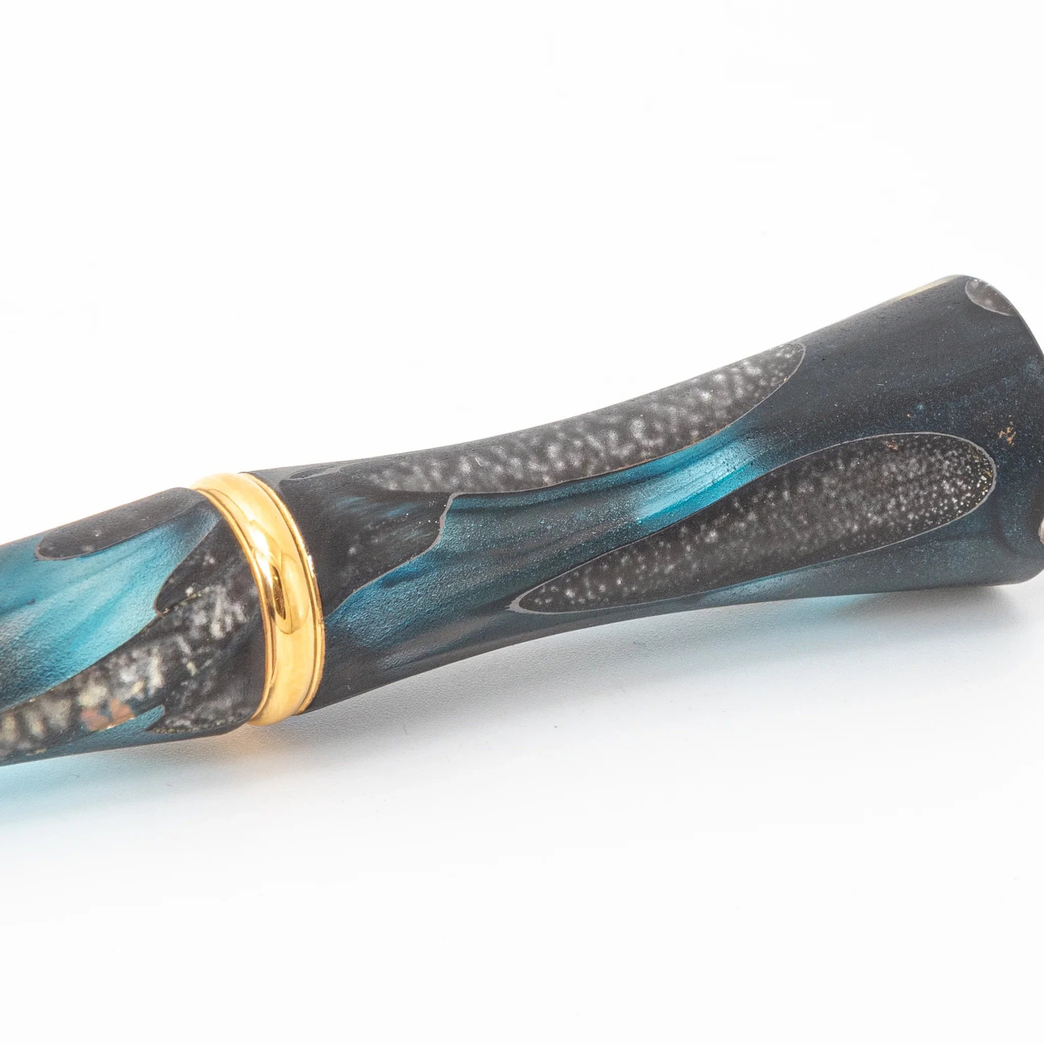 TAKETORI Waning Moon Series Water Blue Glass Dip Pen - Glass Studio TooS, top-down perspective with detail