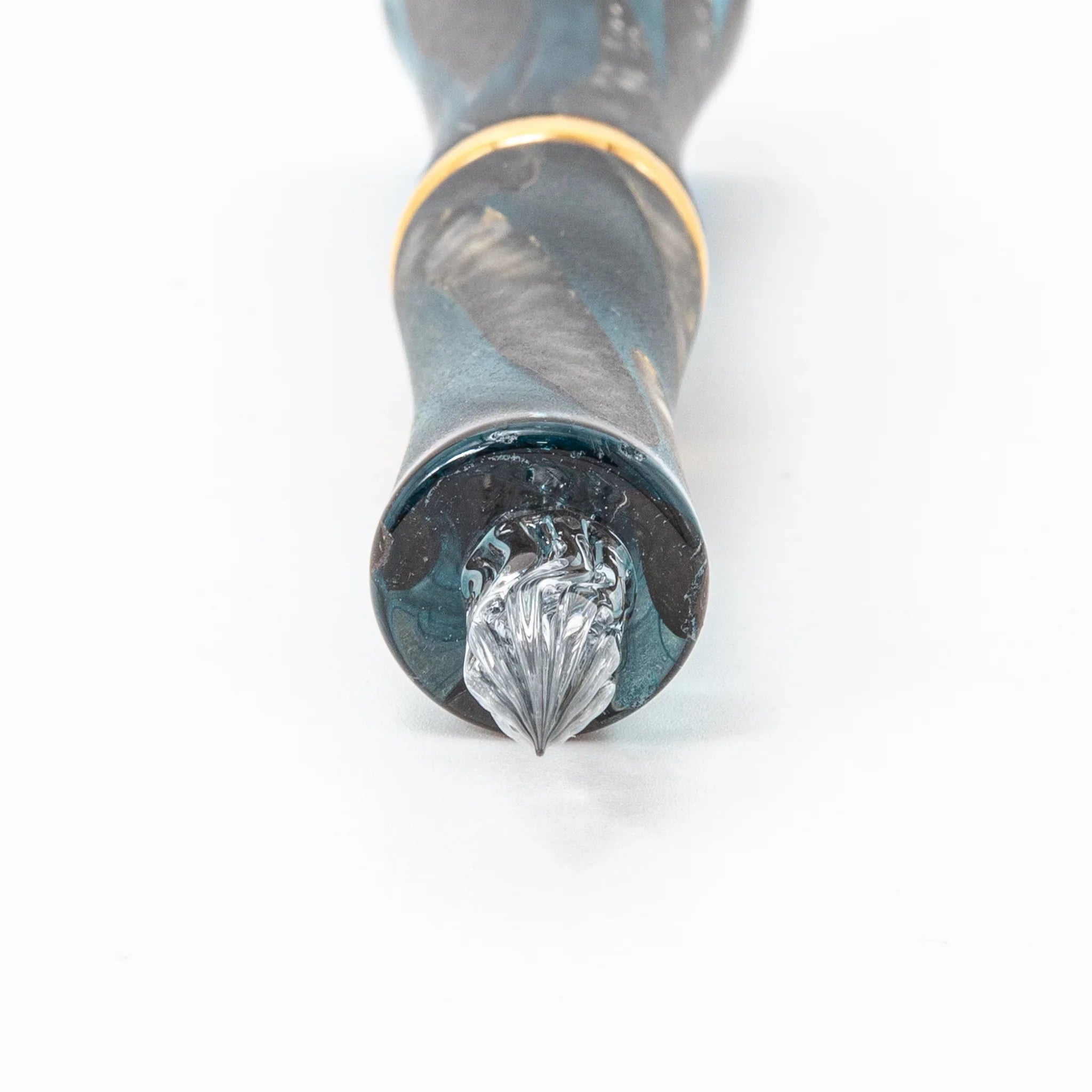 TAKETORI Waning Moon Series Water Blue Glass Dip Pen - Glass Studio TooS, side profile view of product