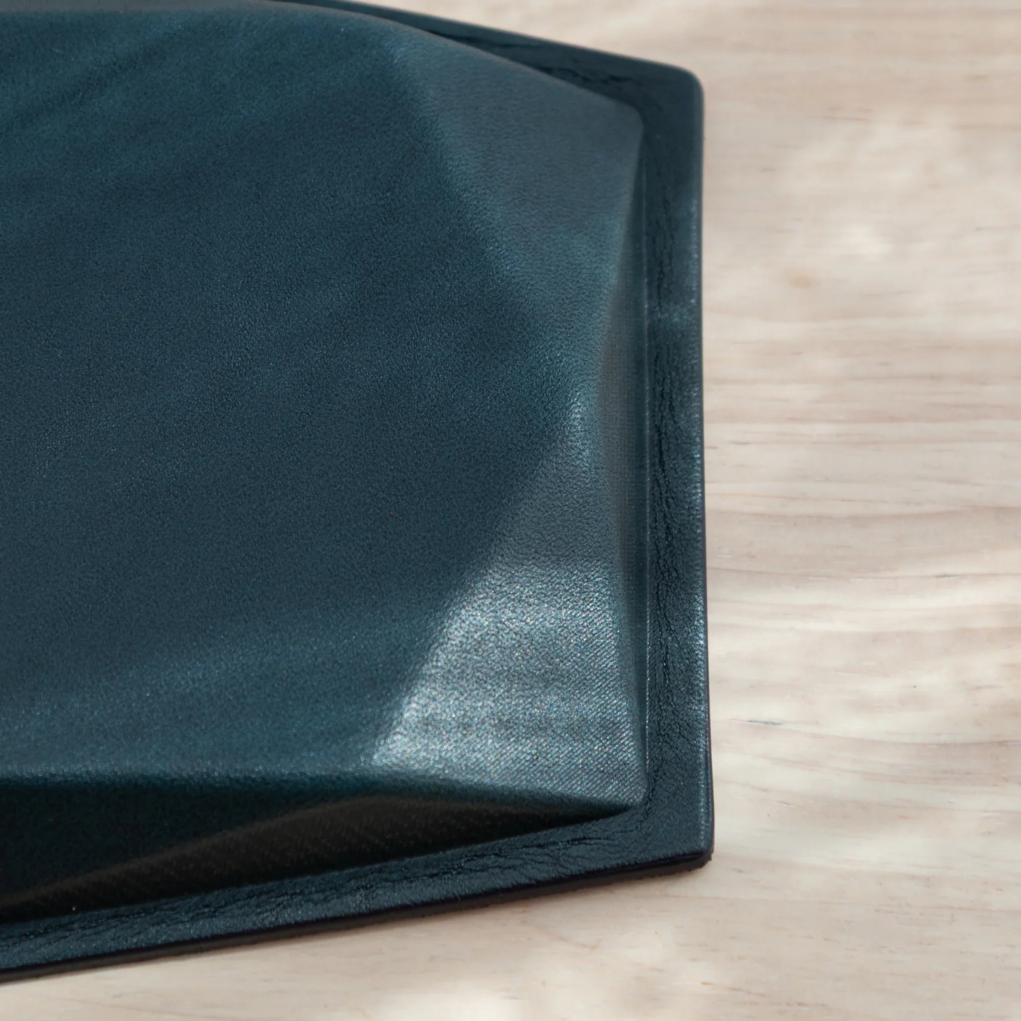 Angled view of the Japanese Pen Tray showing the structure and stitching.