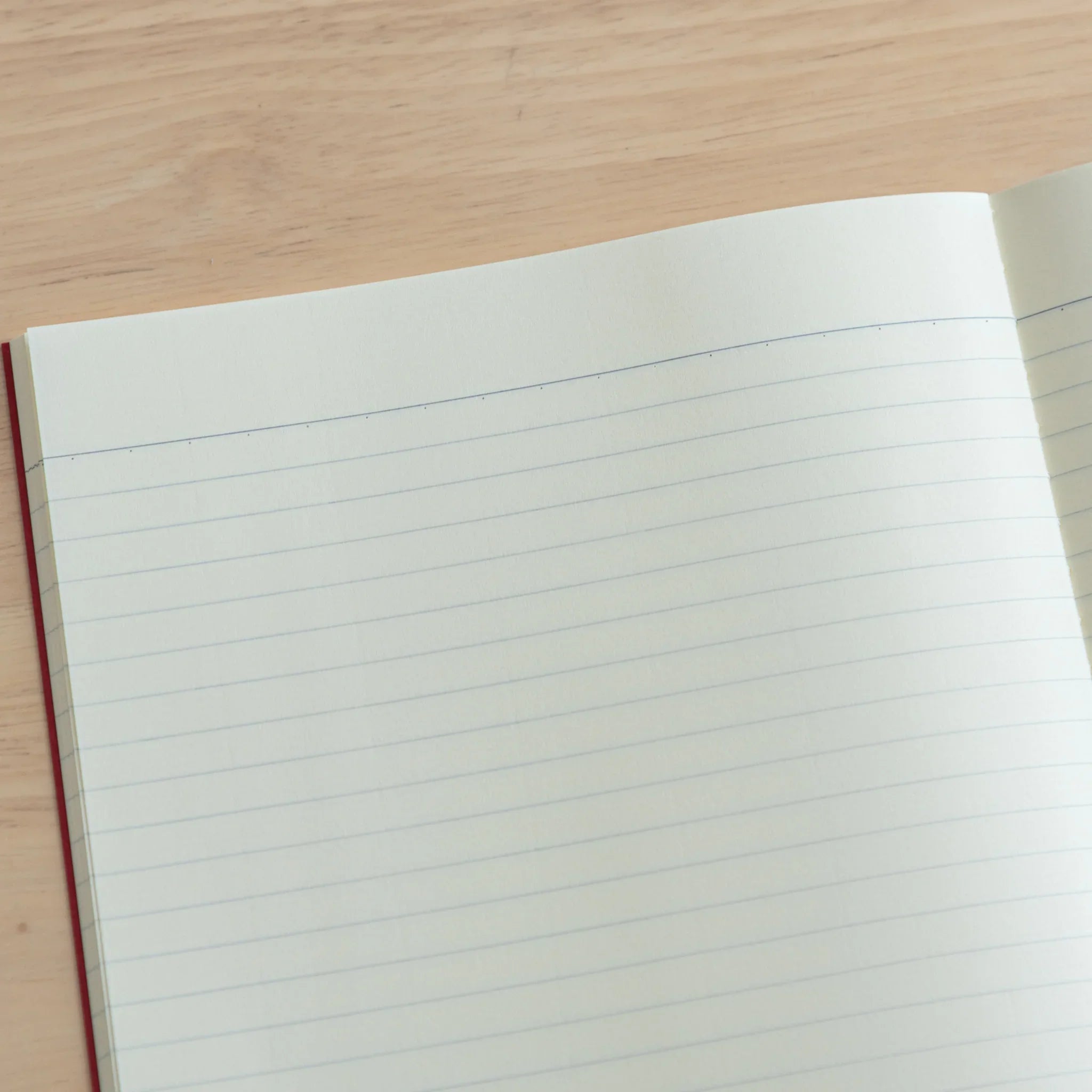 Tsubame Fools Cream Notebook side profile of closed notebook emphasizing spine quality and page edge definition
