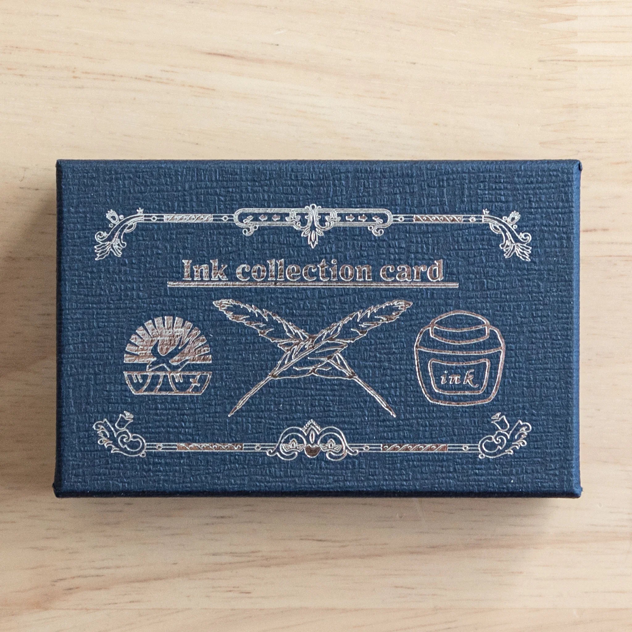 Japanese Tsubame Fools ink collection reference cards with decorative traditional ink bottle illustrations