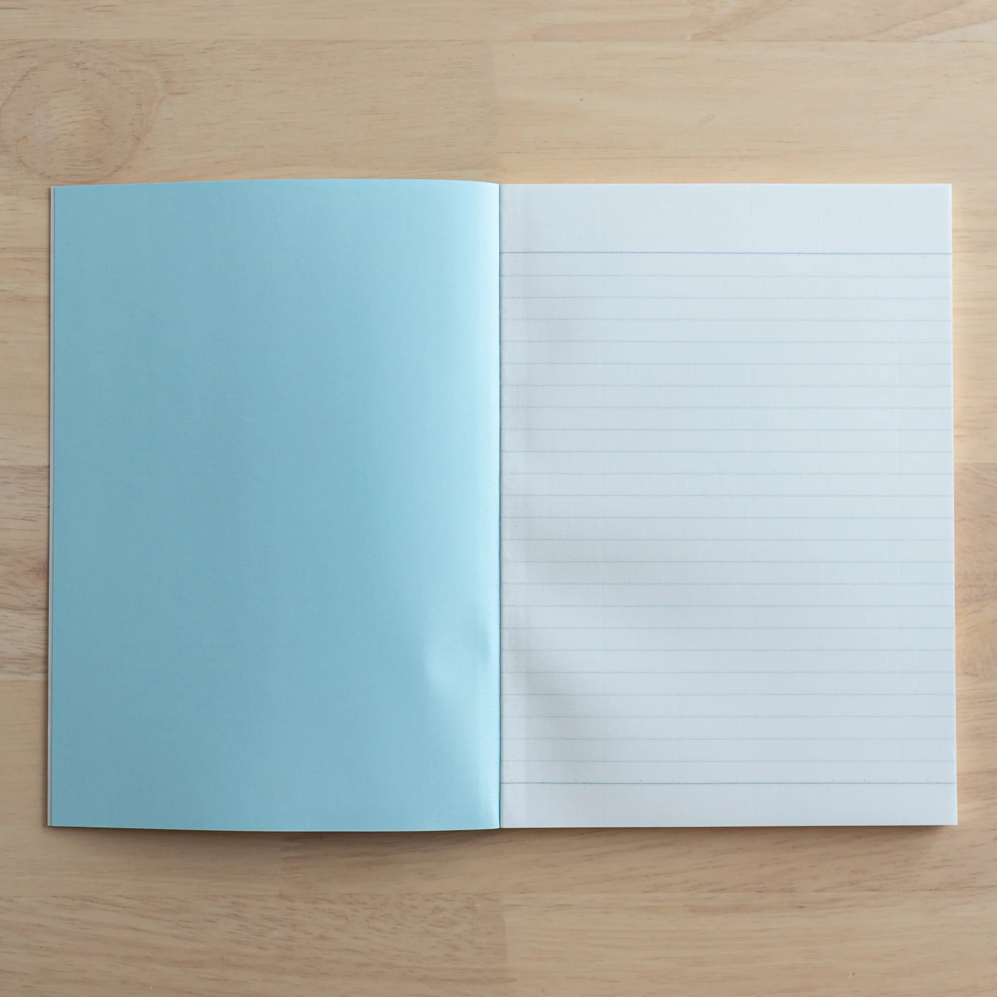 Interior notebook pages showing ruled sections with colored accent pages and matching decorative elements