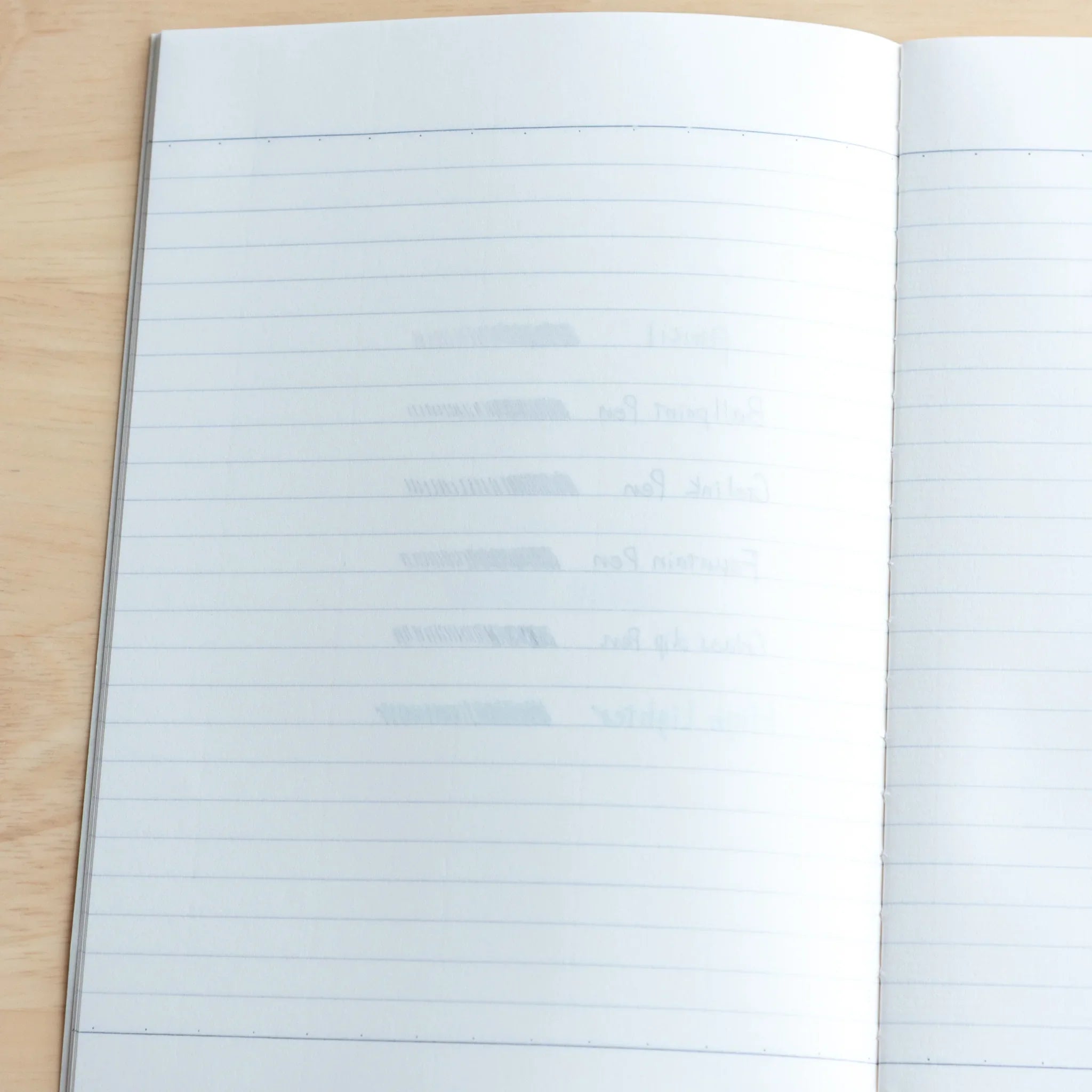 Tsubame Fools University Notebook page close-up cream paper surface texture fine line ruling detail visible