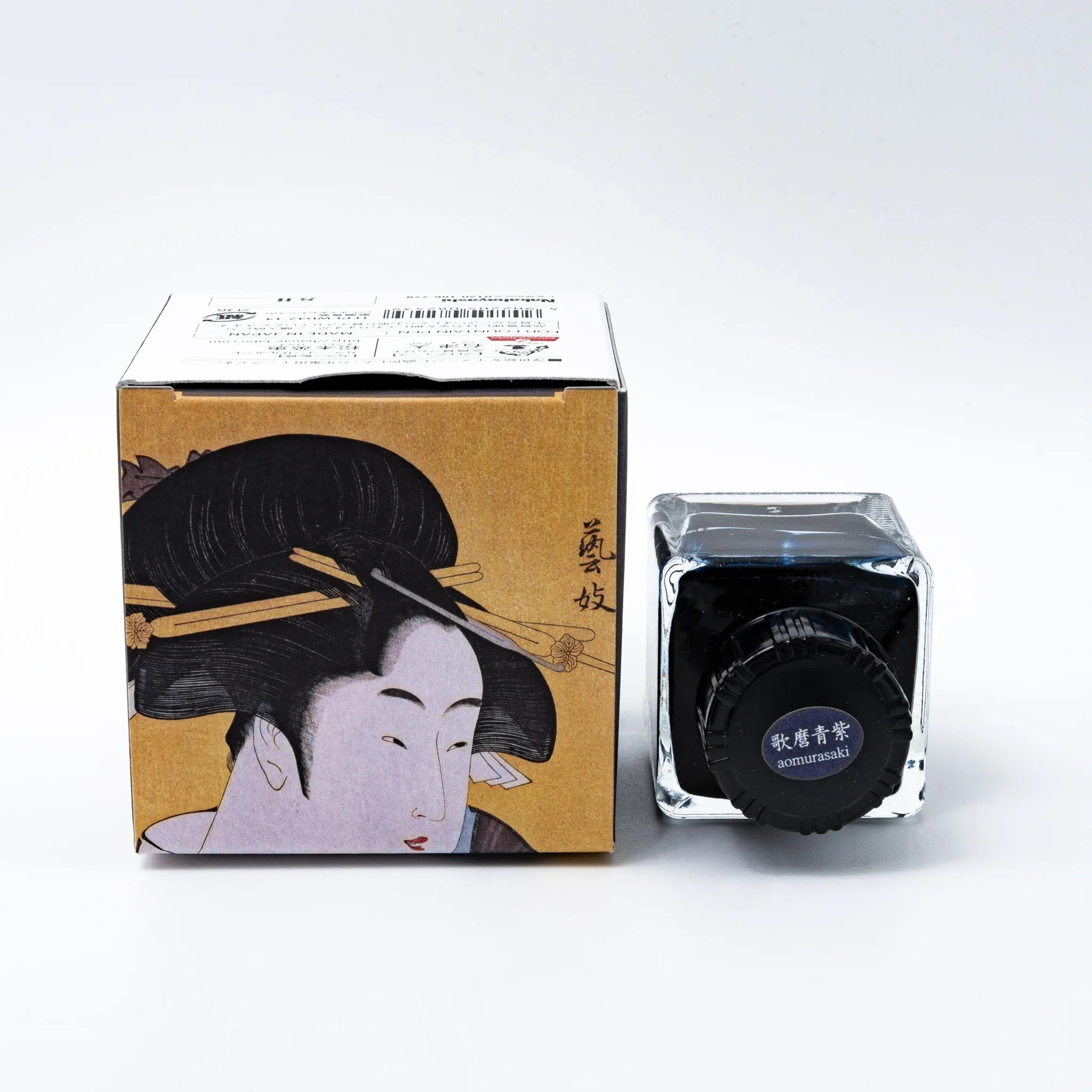 TACCIA aomurasaki blue-purple fountain pen ink bottle with black cap in glass container for calligraphy and artistic writing
