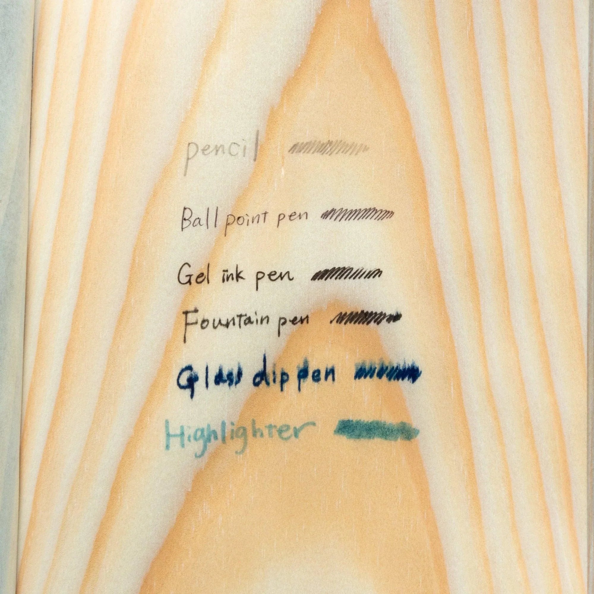 Red Pine wooden page A6, angled spine view of binding and wood integration with natural grain showing natural wood material