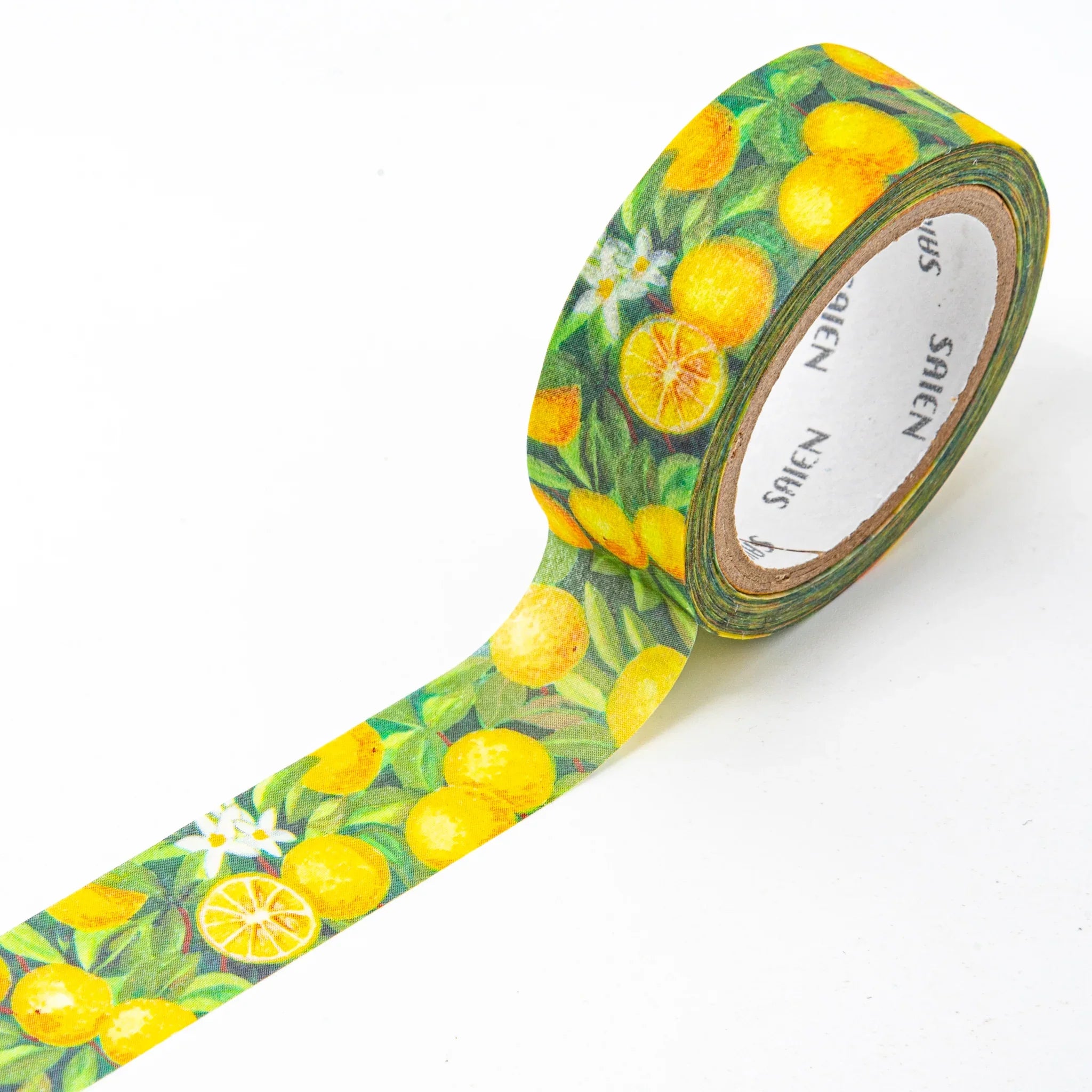 Yuzu Iyo Washi Tape featuring Japanese yuzu citrus with hand-drawn illustrated decorative elements and designs